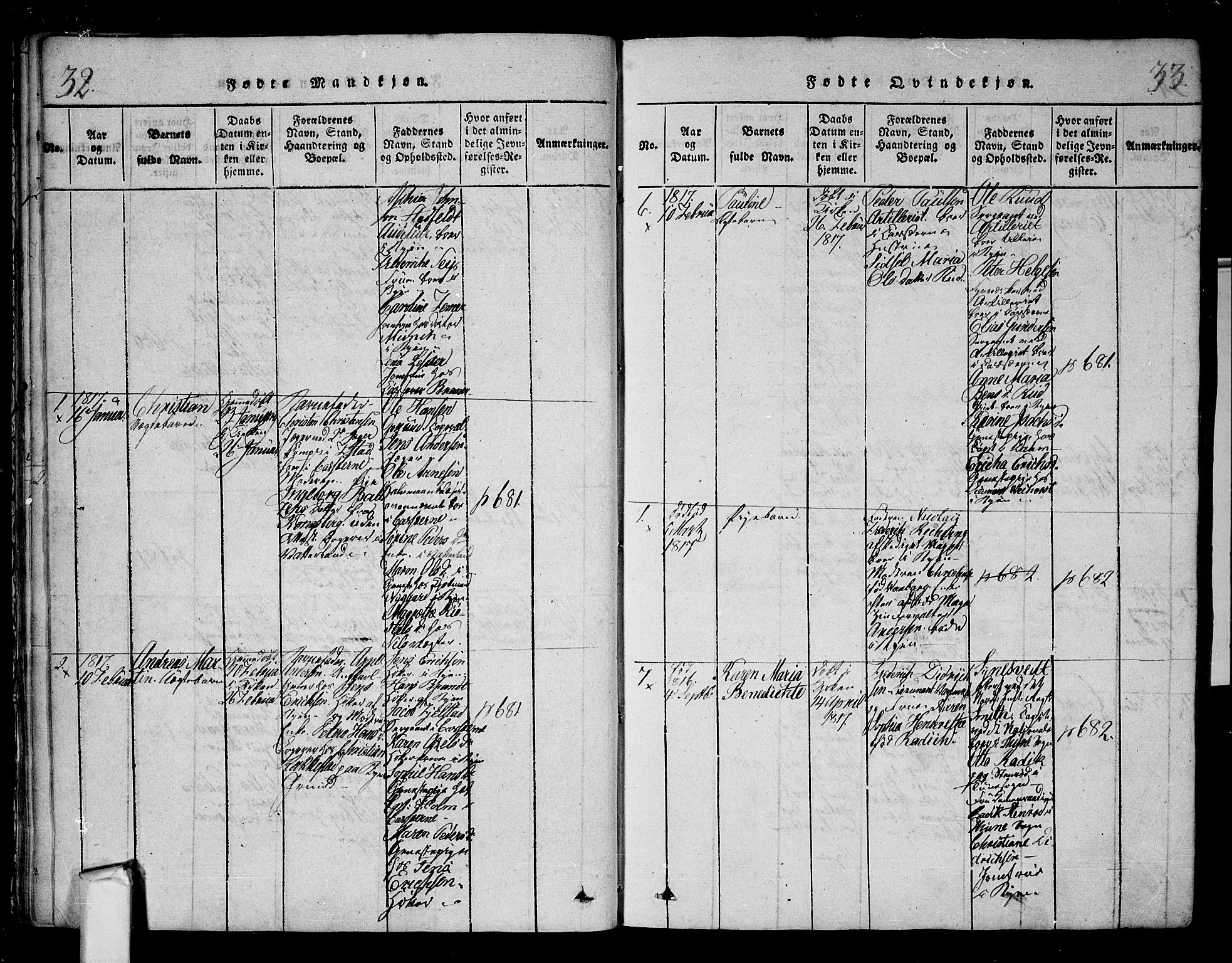 Fredrikstad prestekontor Kirkebøker, AV/SAO-A-11082/F/Fa/L0004: Ministerialbok nr. 4, 1816-1834, s. 32-33