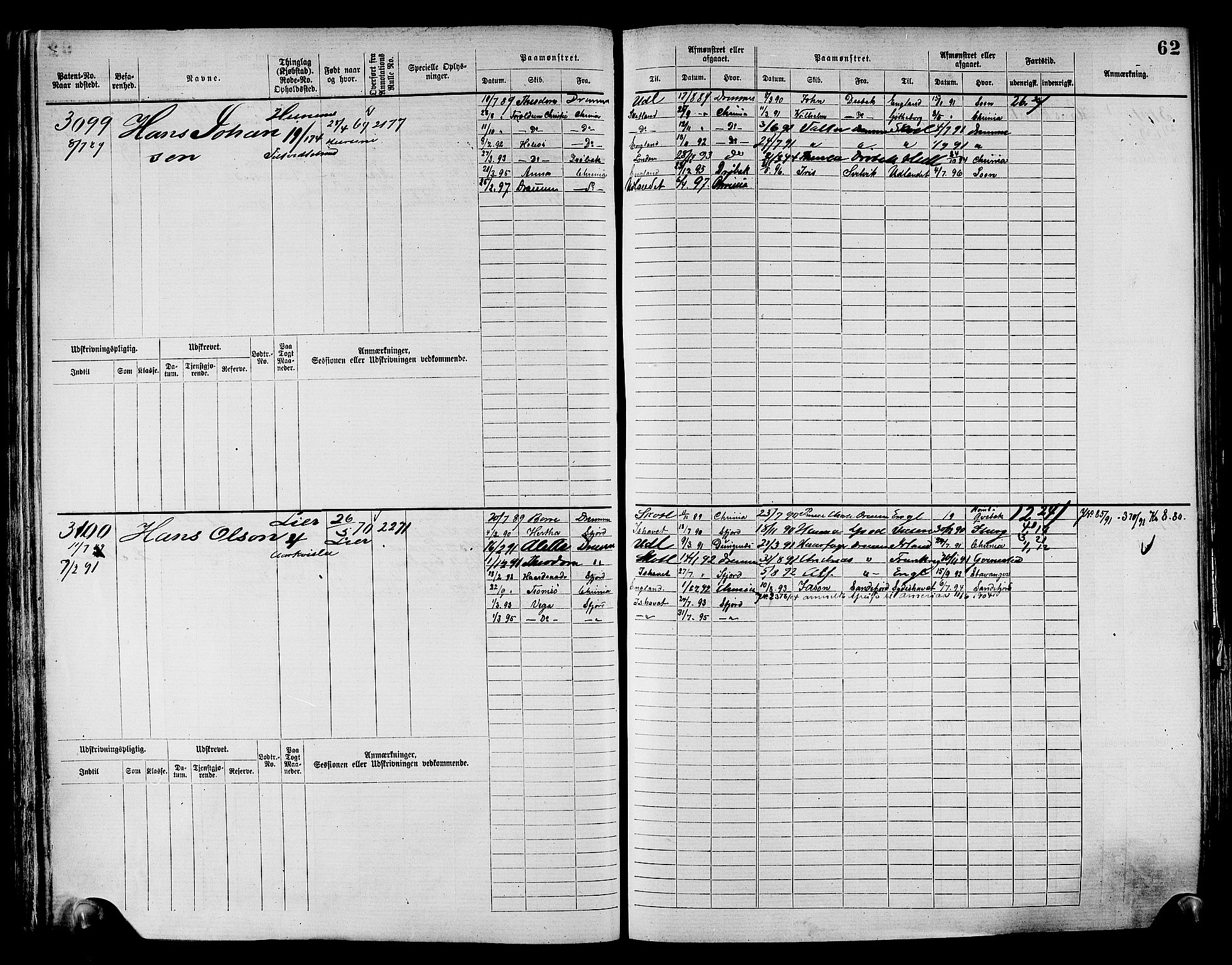 Drammen innrulleringsdistrikt, SAKO/A-781/F/Fc/L0004: Hovedrulle, 1885, s. 65