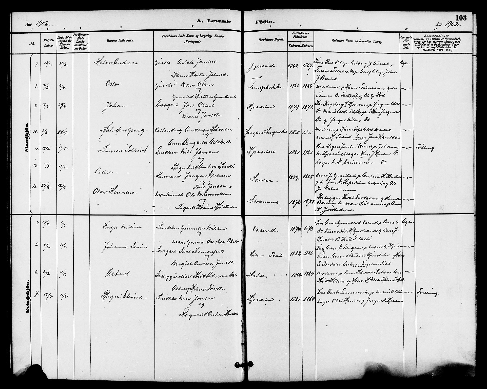 Drangedal kirkebøker, AV/SAKO-A-258/G/Ga/L0003: Klokkerbok nr. I 3, 1887-1906, s. 103