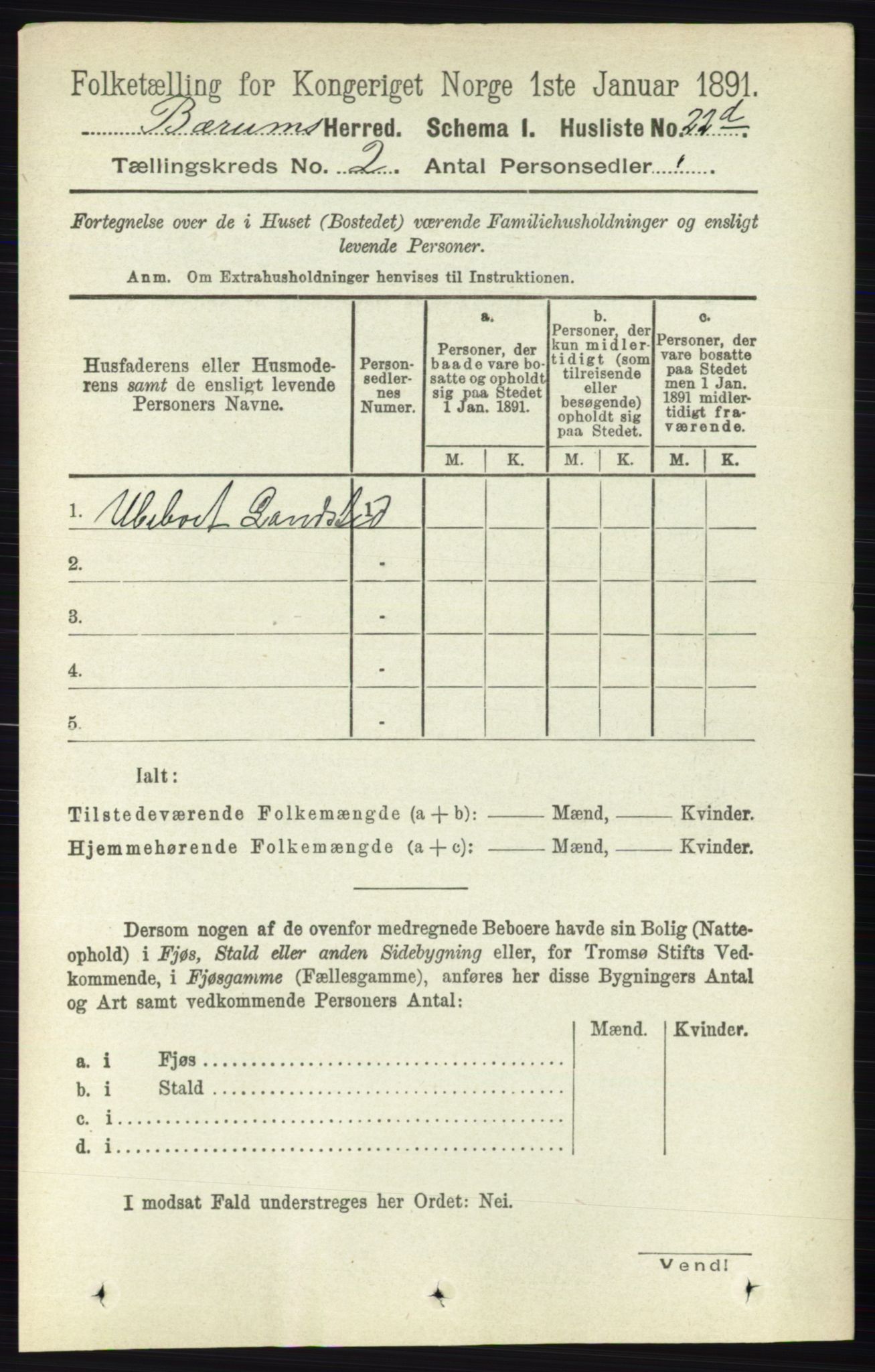 RA, Folketelling 1891 for 0219 Bærum herred, 1891, s. 975