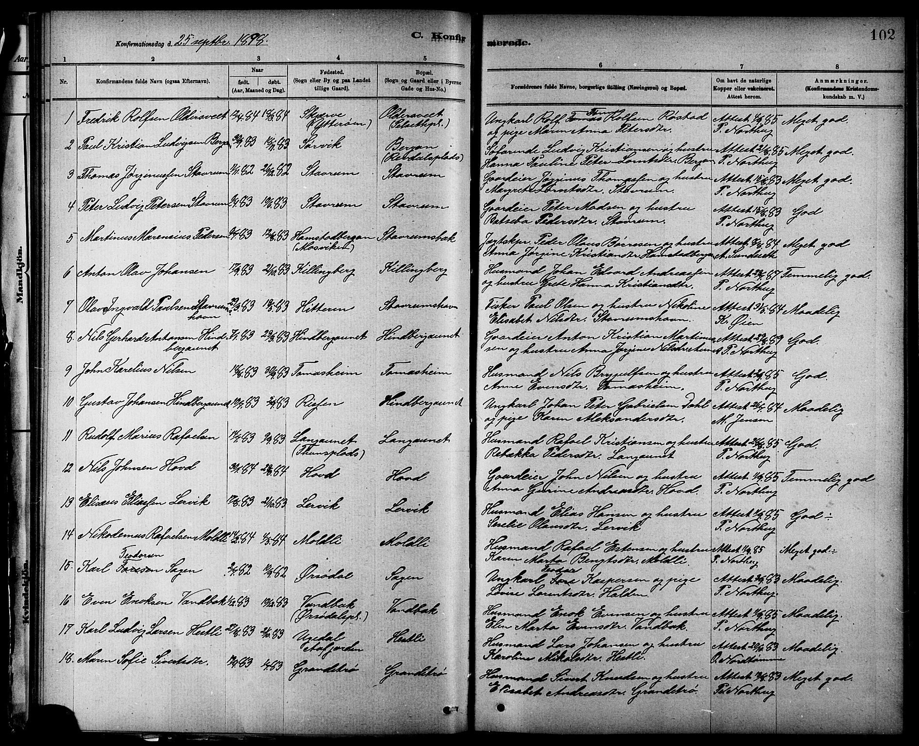 Ministerialprotokoller, klokkerbøker og fødselsregistre - Nord-Trøndelag, SAT/A-1458/744/L0423: Klokkerbok nr. 744C02, 1886-1905, s. 102
