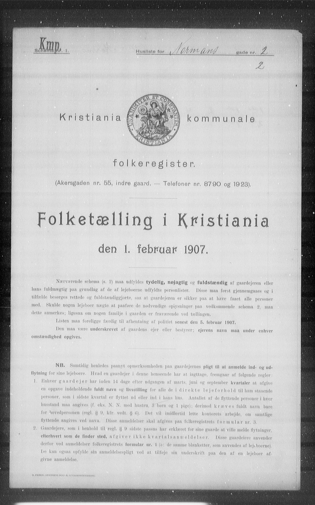 OBA, Kommunal folketelling 1.2.1907 for Kristiania kjøpstad, 1907, s. 37653