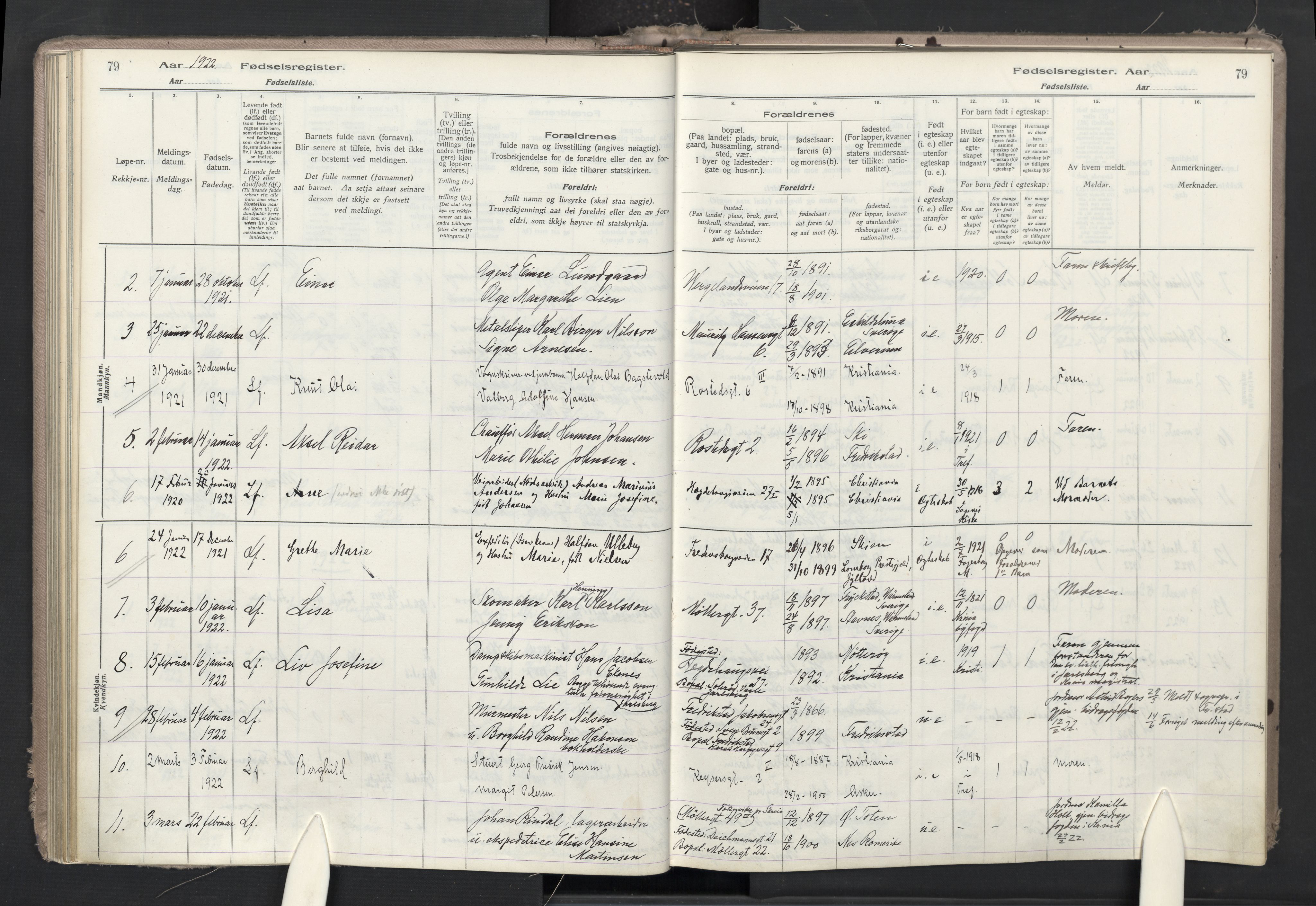 Trefoldighet prestekontor Kirkebøker, AV/SAO-A-10882/J/Ja/L0001: Fødselsregister nr. 1, 1916-1931, s. 79