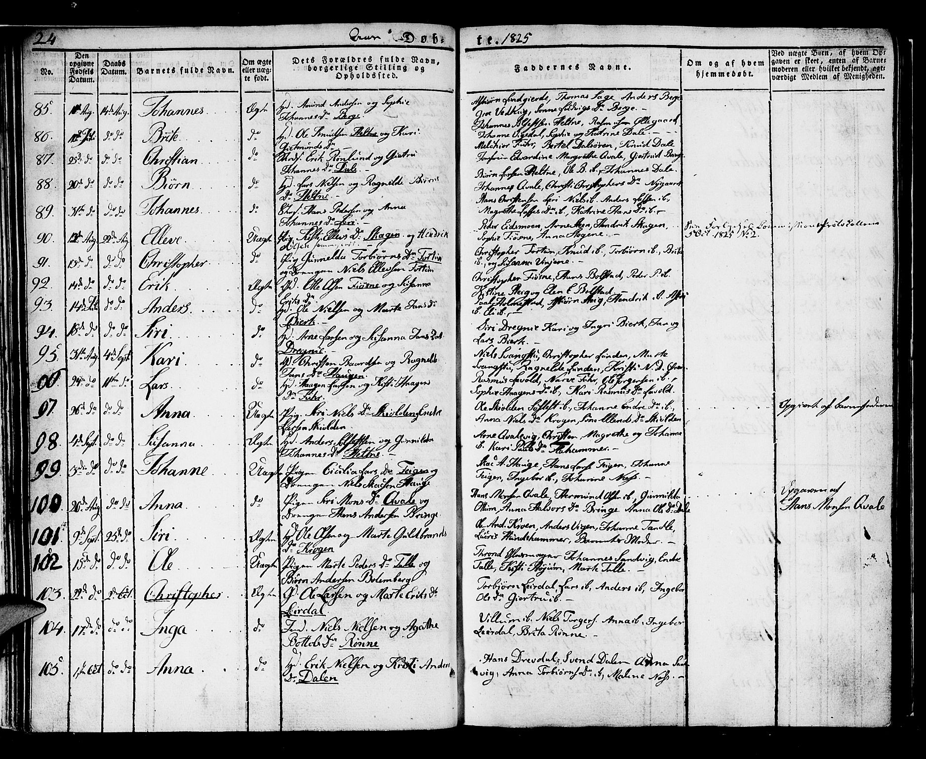 Luster sokneprestembete, AV/SAB-A-81101/H/Haa/Haaa/L0004: Ministerialbok nr. A 4, 1821-1832, s. 24