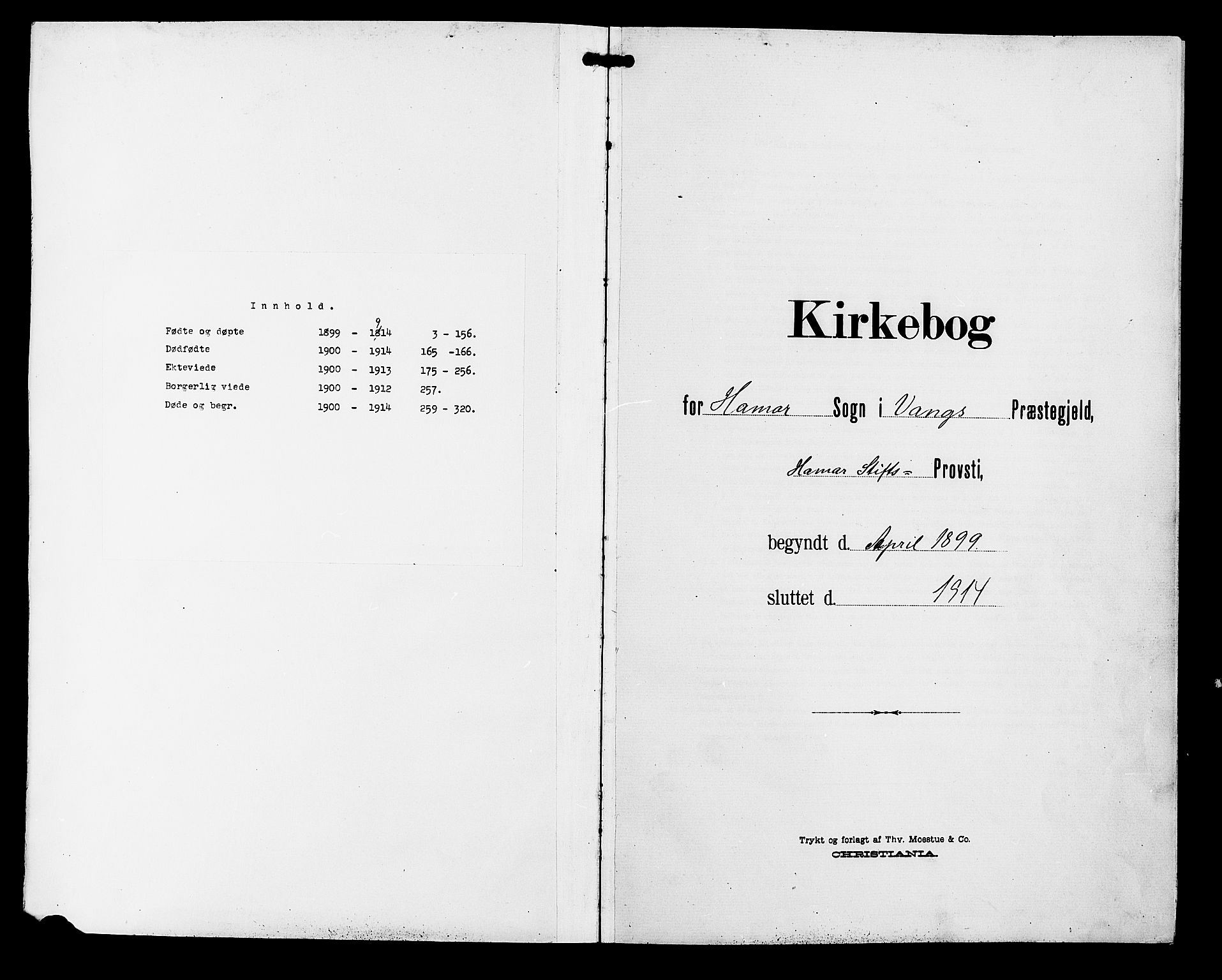 Hamar prestekontor, AV/SAH-DOMPH-002/H/Ha/Hab/L0001: Klokkerbok nr. 1, 1899-1914