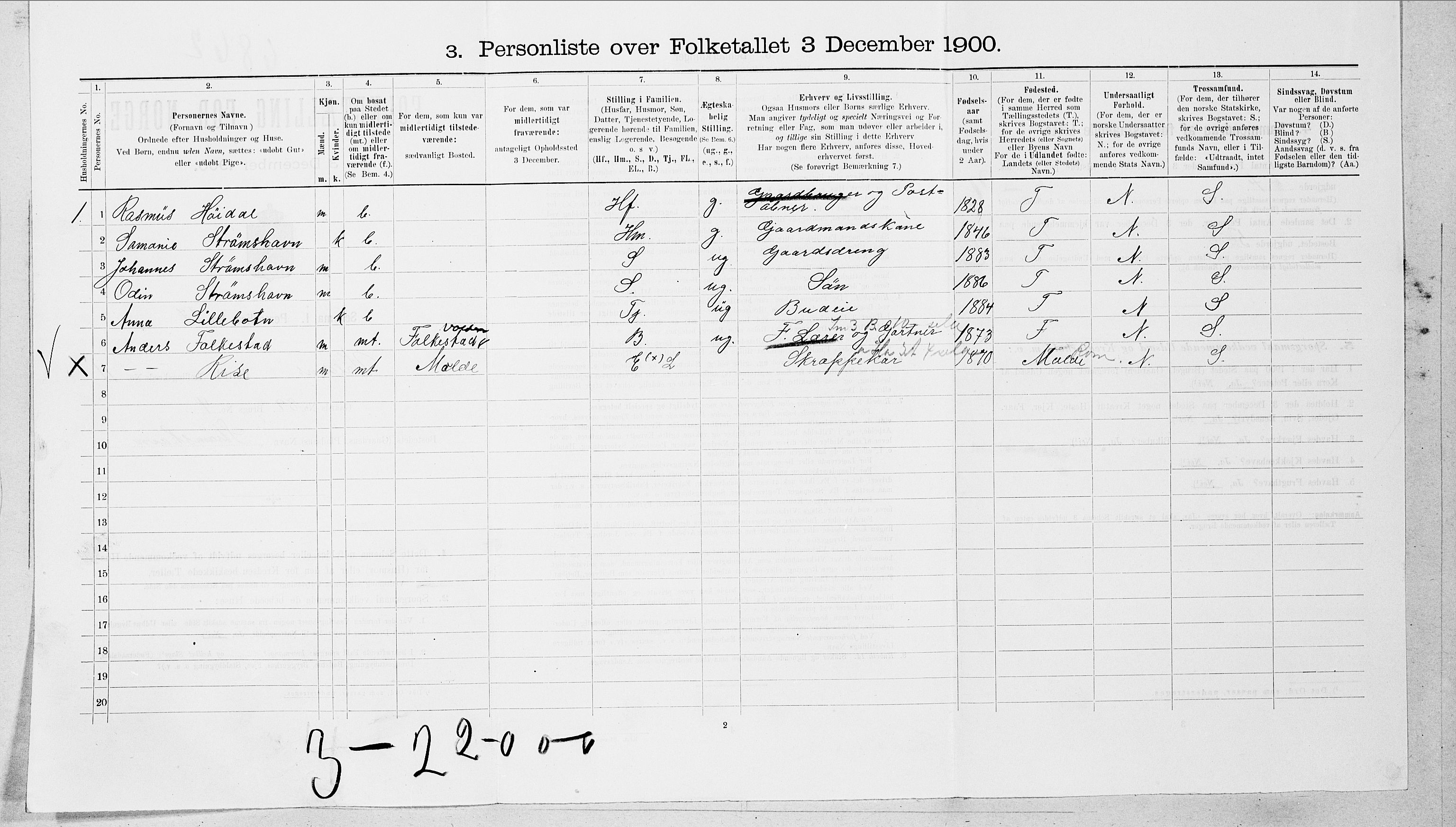 SAT, Folketelling 1900 for 1519 Volda herred, 1900, s. 952