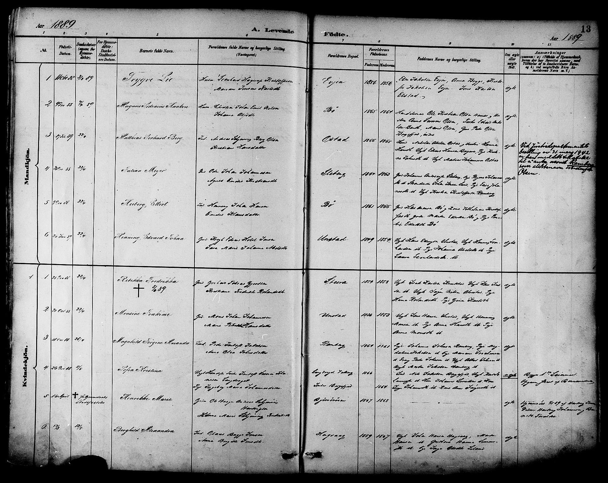 Ministerialprotokoller, klokkerbøker og fødselsregistre - Nordland, SAT/A-1459/880/L1133: Ministerialbok nr. 880A07, 1888-1898, s. 13