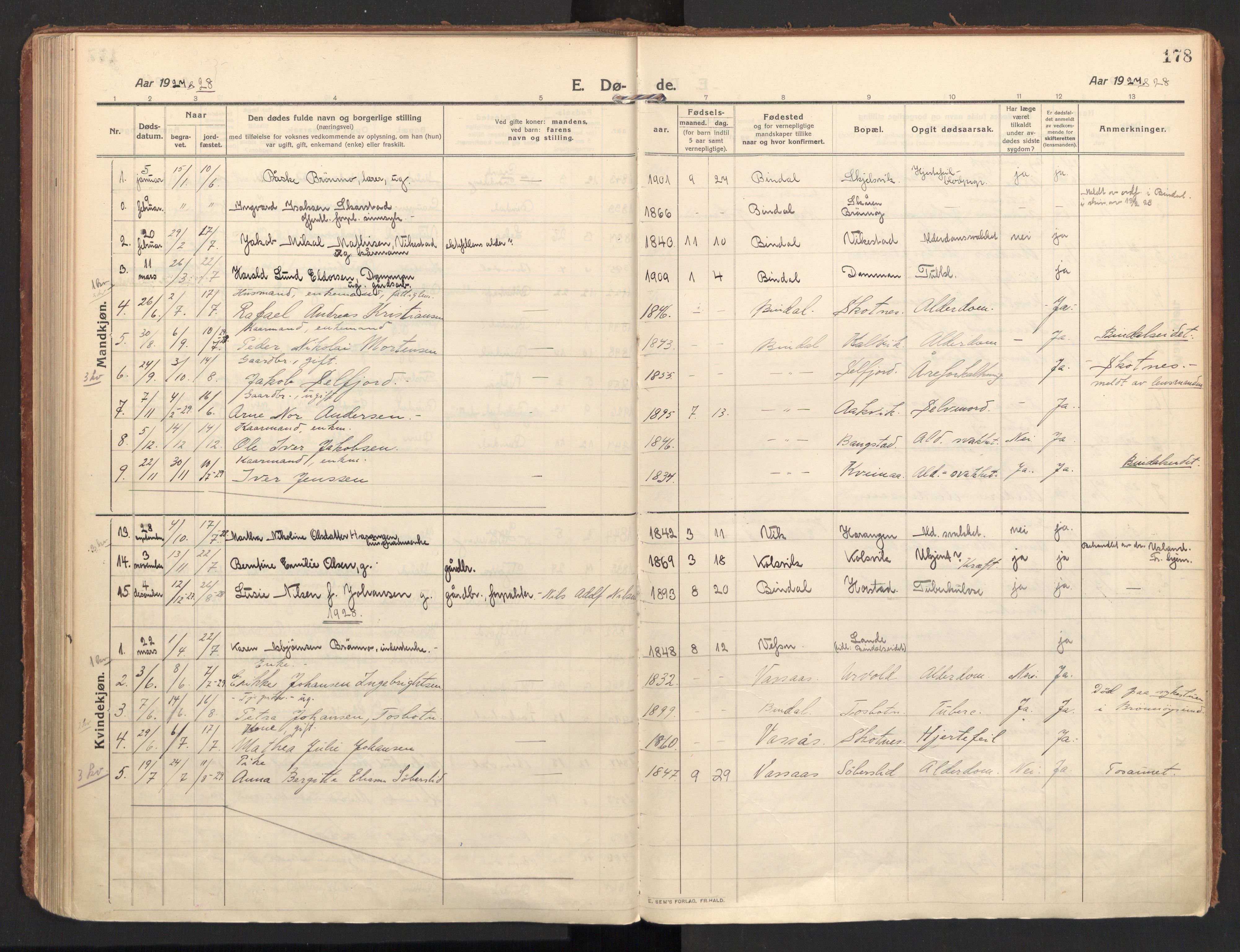 Ministerialprotokoller, klokkerbøker og fødselsregistre - Nordland, AV/SAT-A-1459/810/L0156: Ministerialbok nr. 810A15, 1915-1930, s. 178