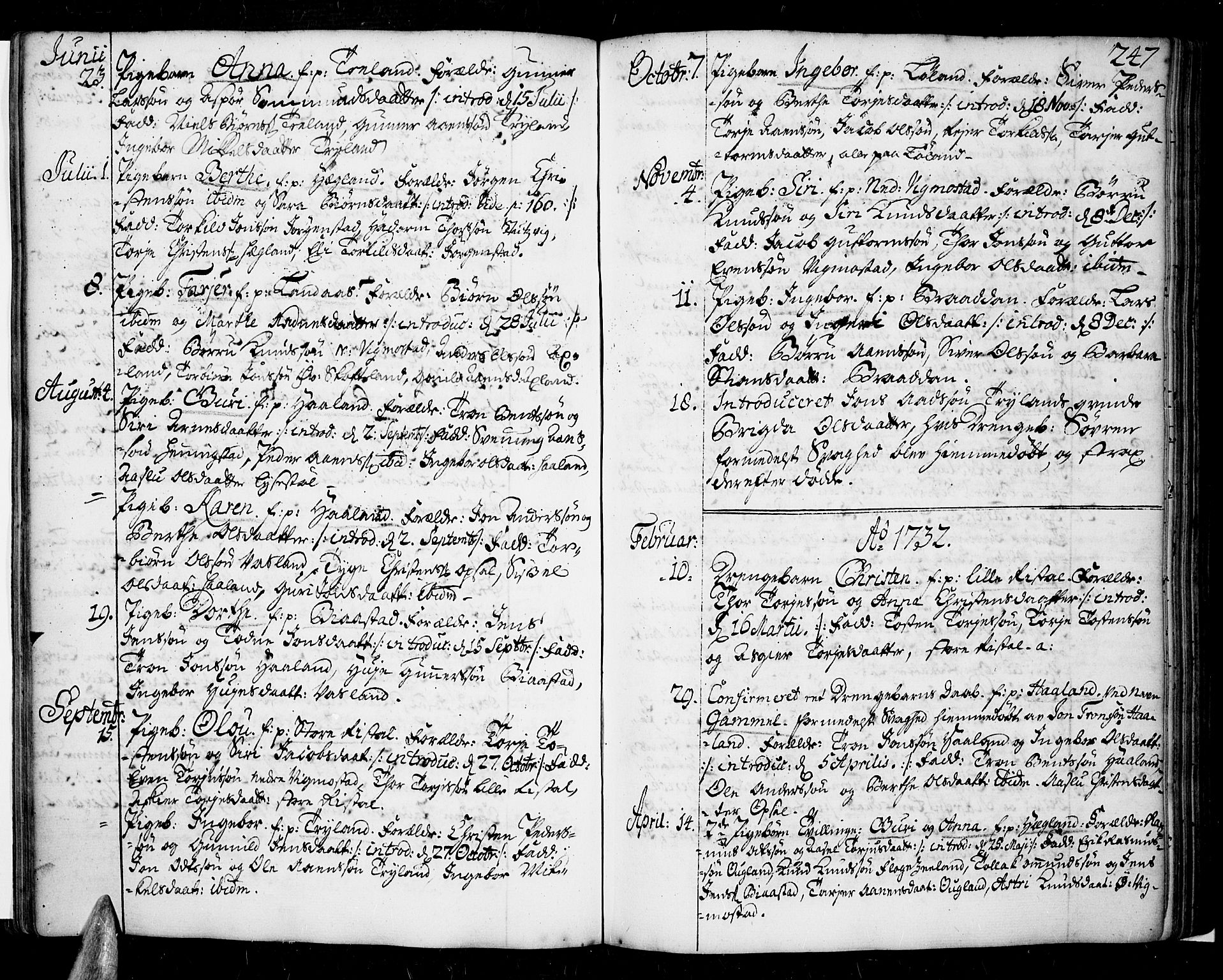 Sør-Audnedal sokneprestkontor, AV/SAK-1111-0039/F/Fa/Fab/L0001: Ministerialbok nr. A 1 /3, 1726-1783, s. 247