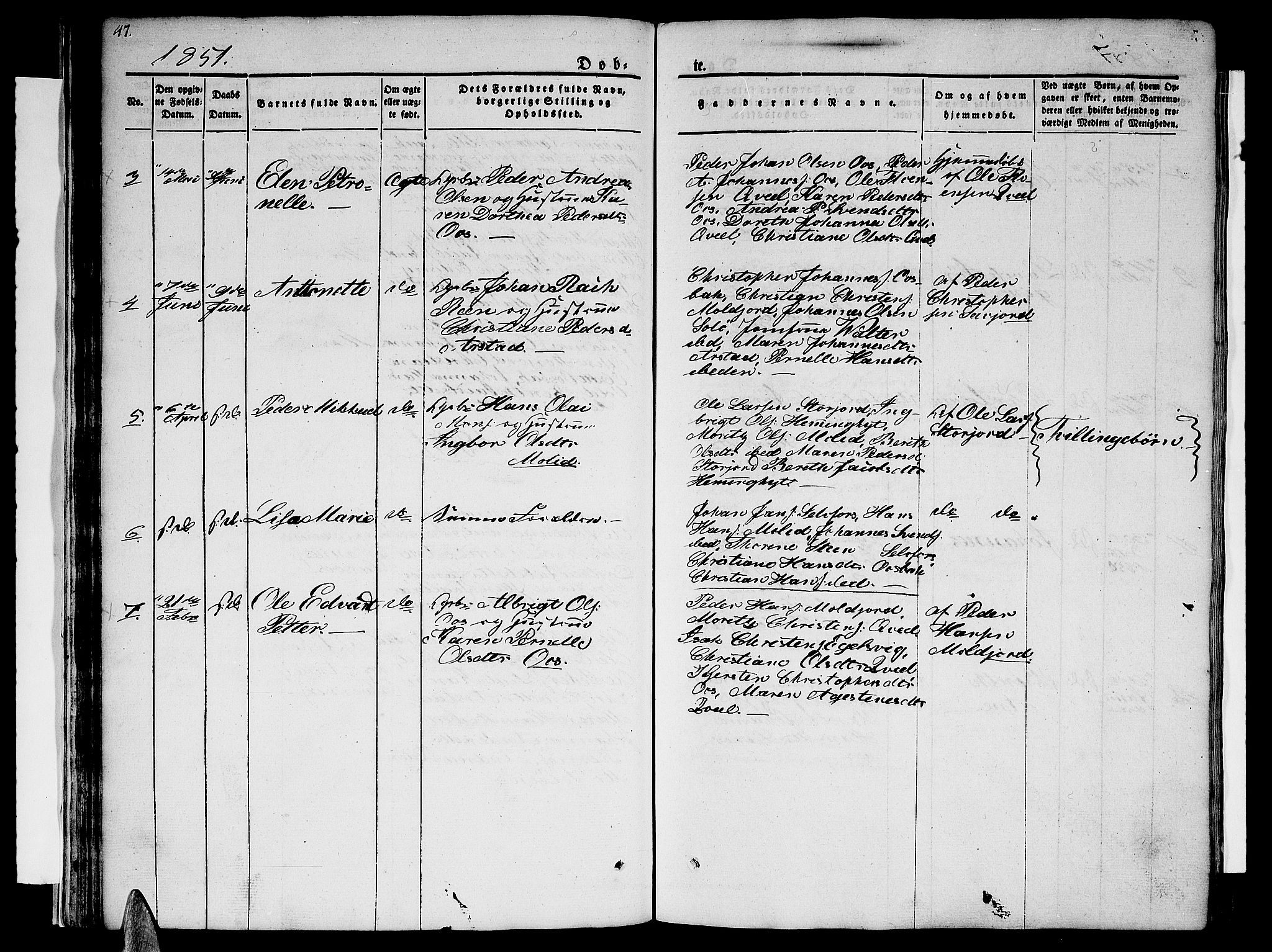 Ministerialprotokoller, klokkerbøker og fødselsregistre - Nordland, AV/SAT-A-1459/846/L0652: Klokkerbok nr. 846C02, 1841-1871, s. 47