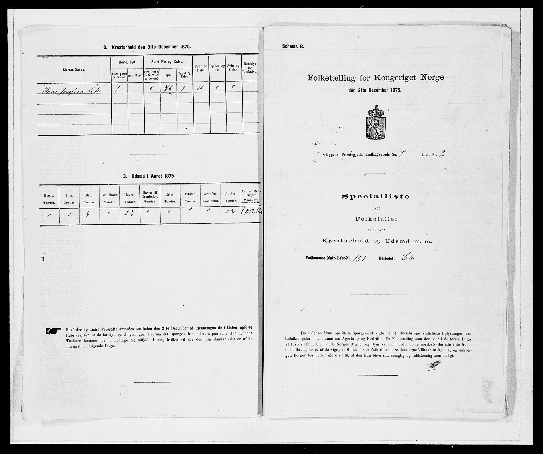 SAB, Folketelling 1875 for 1445P Gloppen prestegjeld, 1875, s. 772