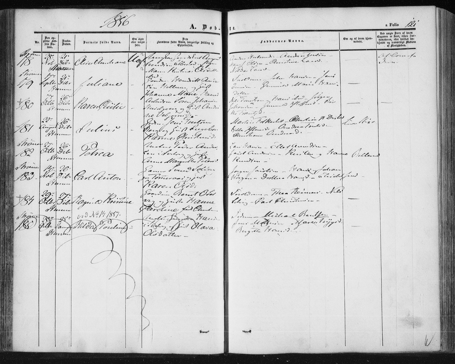 Hurum kirkebøker, AV/SAKO-A-229/F/Fa/L0011: Ministerialbok nr. 11, 1847-1860, s. 121