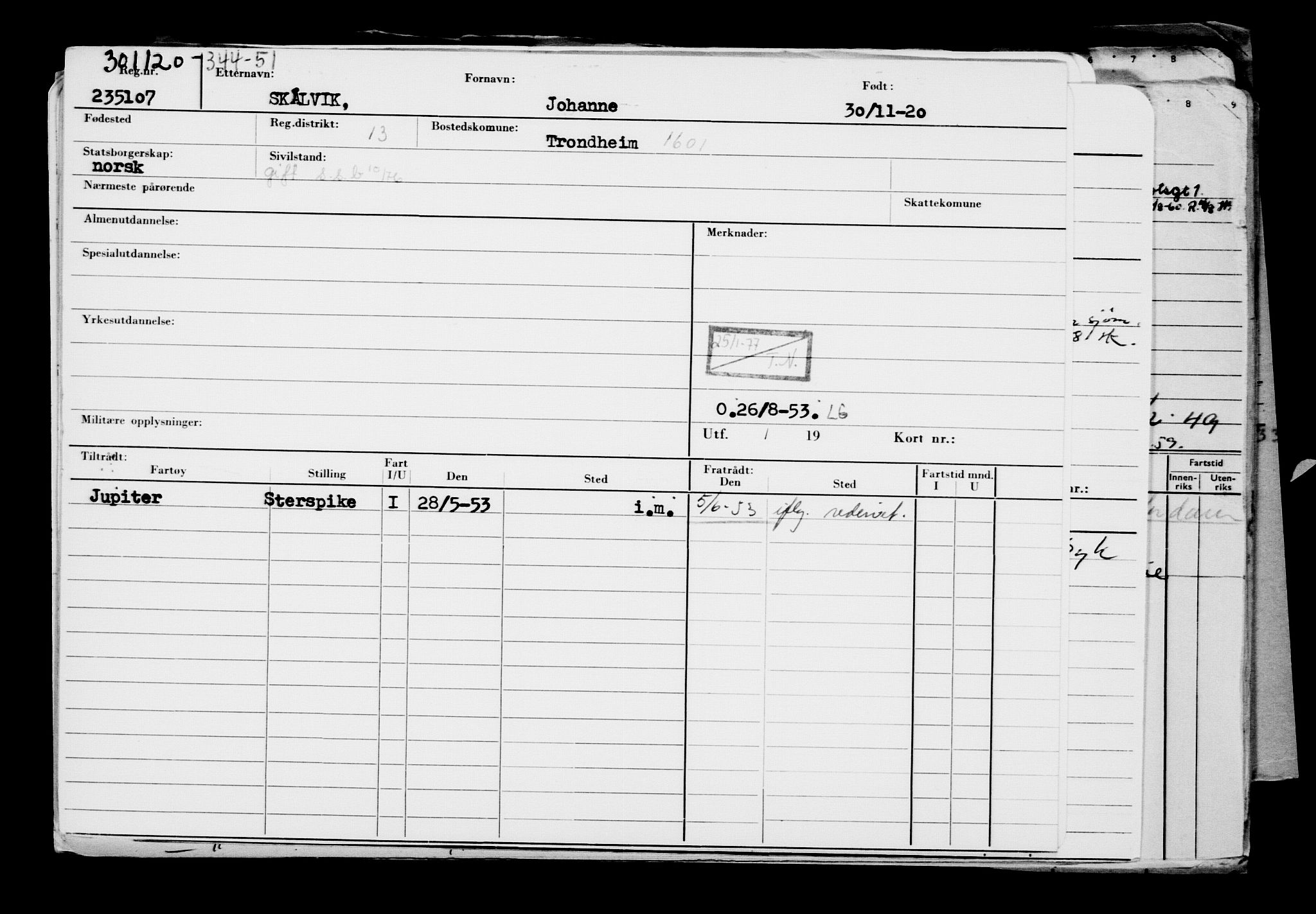 Direktoratet for sjømenn, AV/RA-S-3545/G/Gb/L0187: Hovedkort, 1920, s. 685