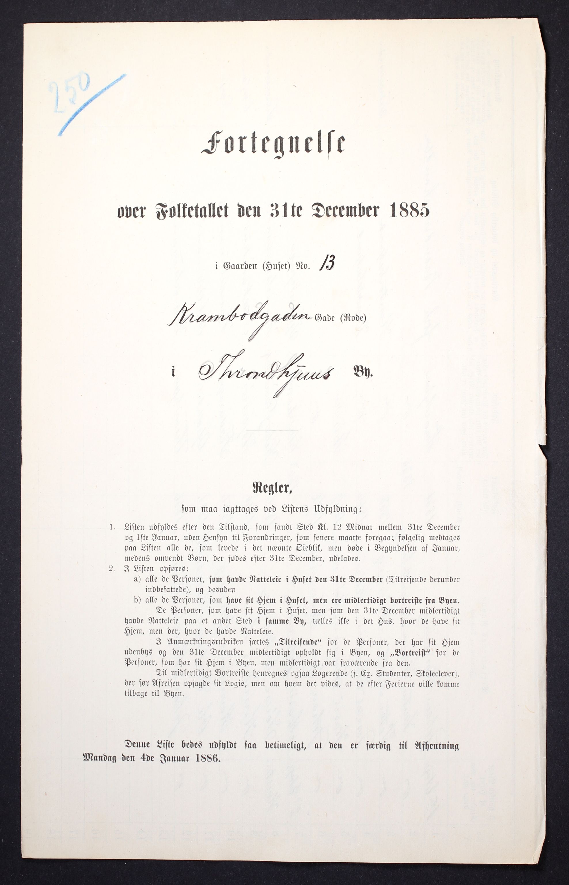 SAT, Folketelling 1885 for 1601 Trondheim kjøpstad, 1885, s. 1058