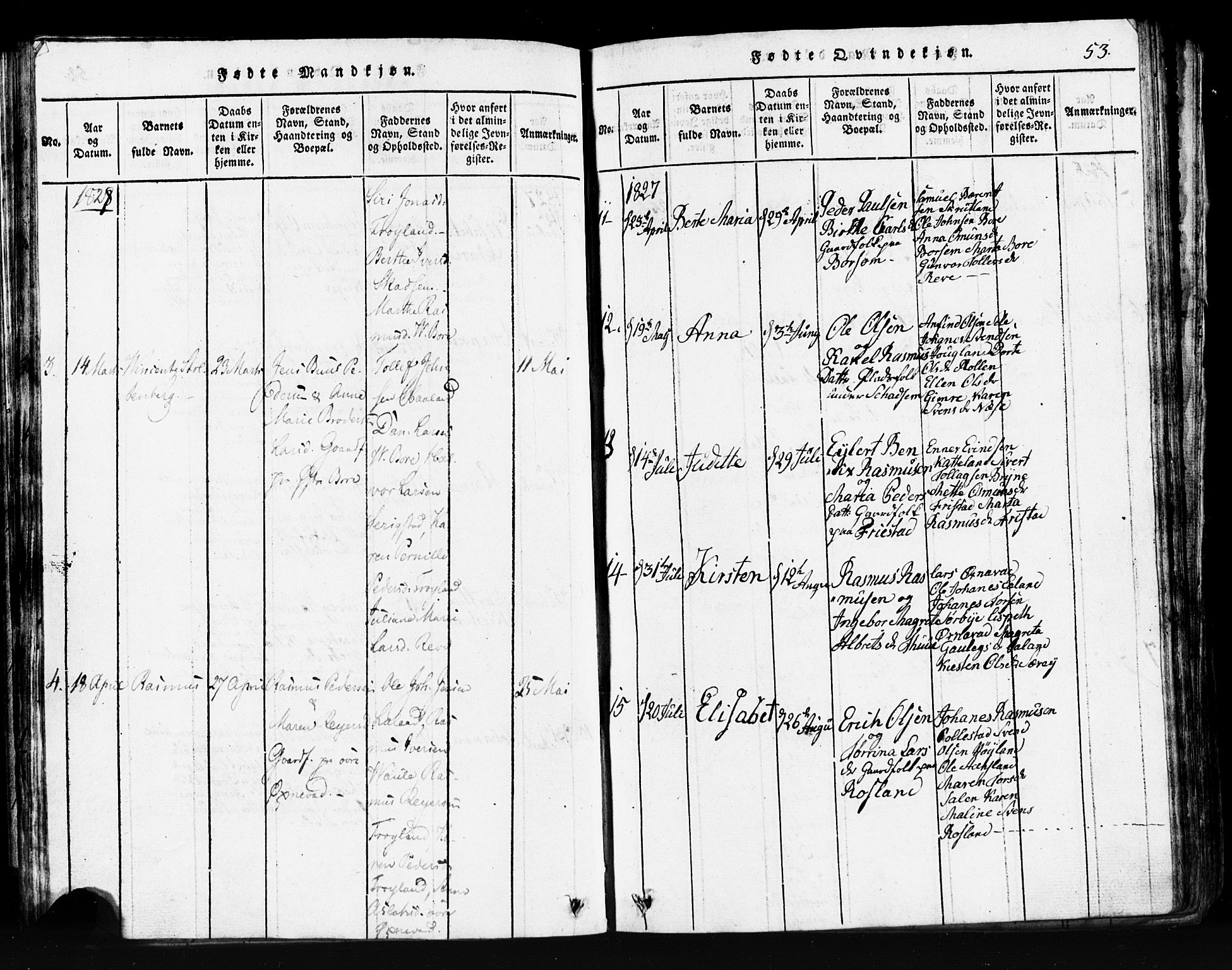 Klepp sokneprestkontor, AV/SAST-A-101803/001/3/30BB/L0001: Klokkerbok nr.  B 1, 1816-1859, s. 53