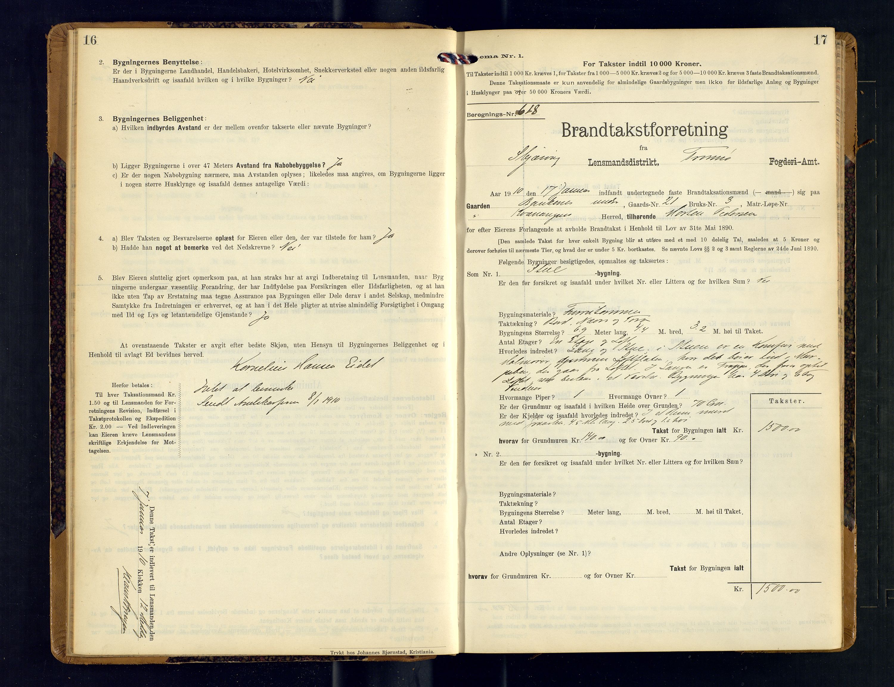 Skjervøy lensmannskontor, AV/SATØ-SATØ-63/F/Fu/Fub/L0247: Branntakstprotokoll (S), 1909-1912, s. 16-17