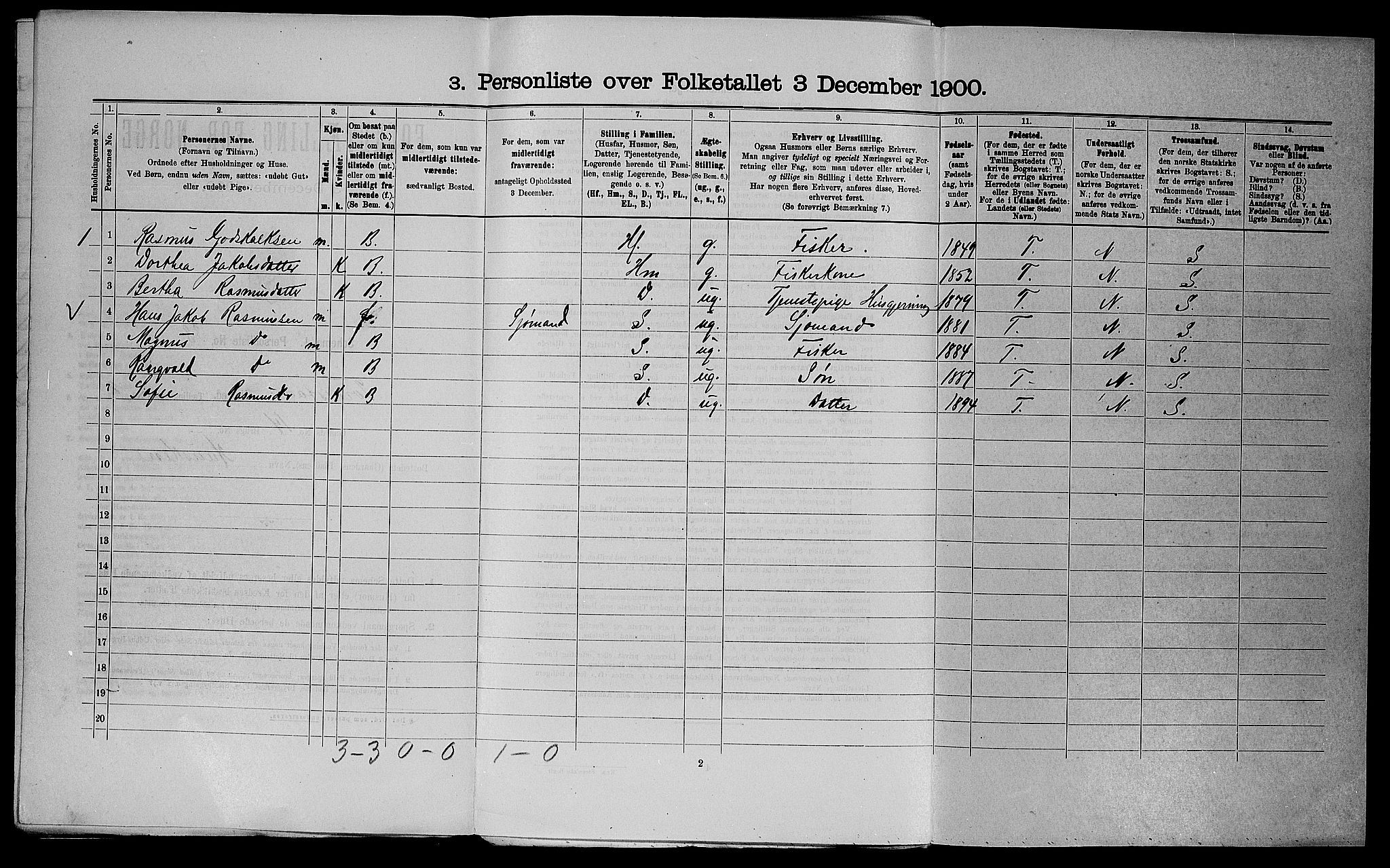 SAST, Folketelling 1900 for 1152 Torvastad herred, 1900, s. 317