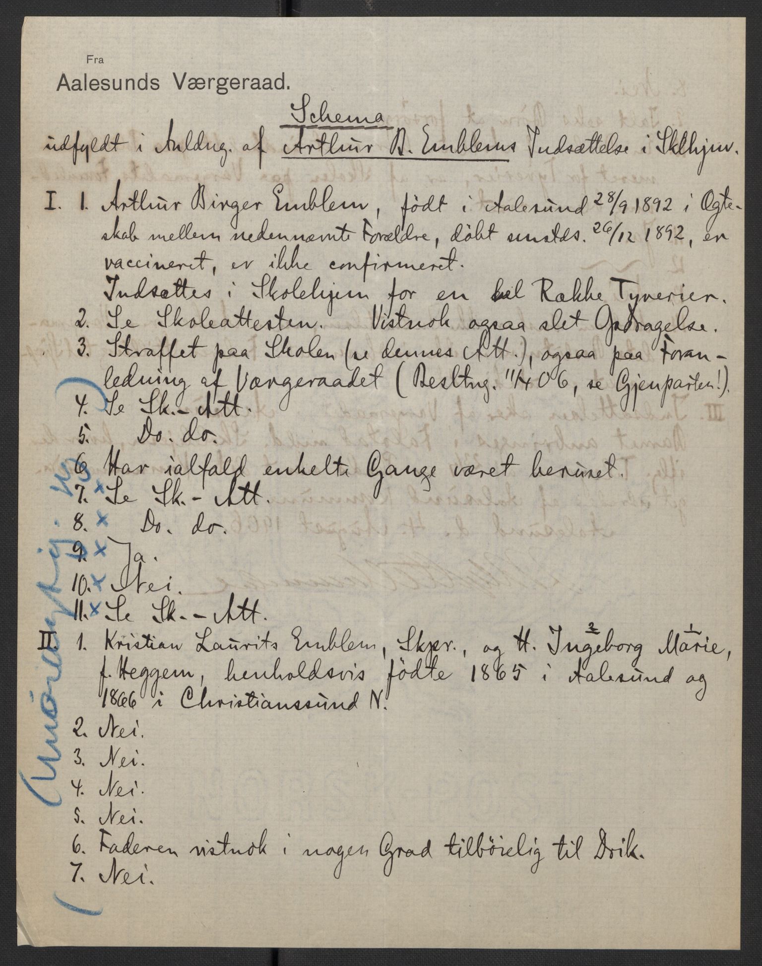 Falstad skolehjem, RA/S-1676/E/Eb/L0007: Elevmapper løpenr. 146-168, 1905-1911, s. 148