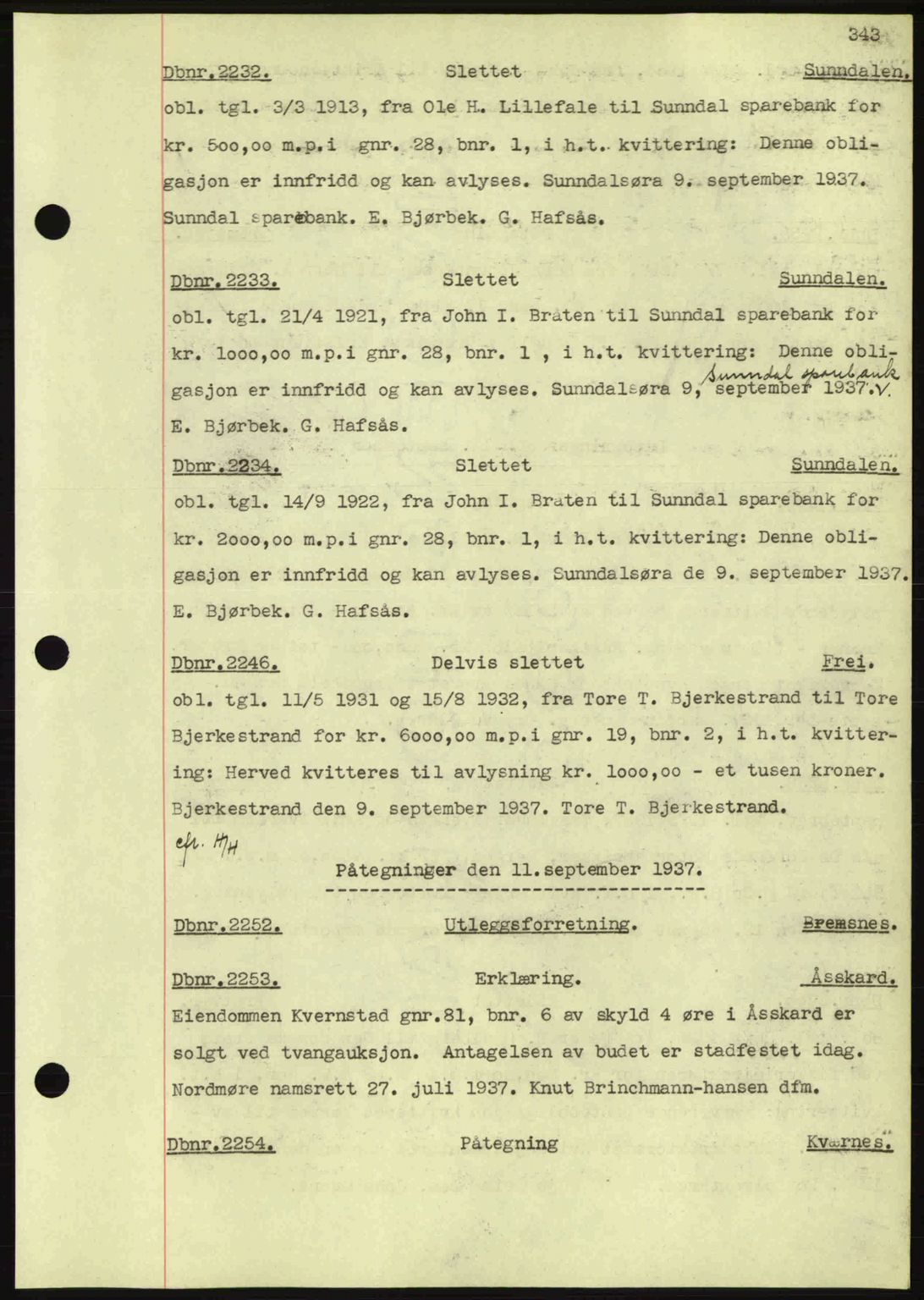 Nordmøre sorenskriveri, SAT/A-4132/1/2/2Ca: Pantebok nr. C80, 1936-1939, Dagboknr: 2232/1937