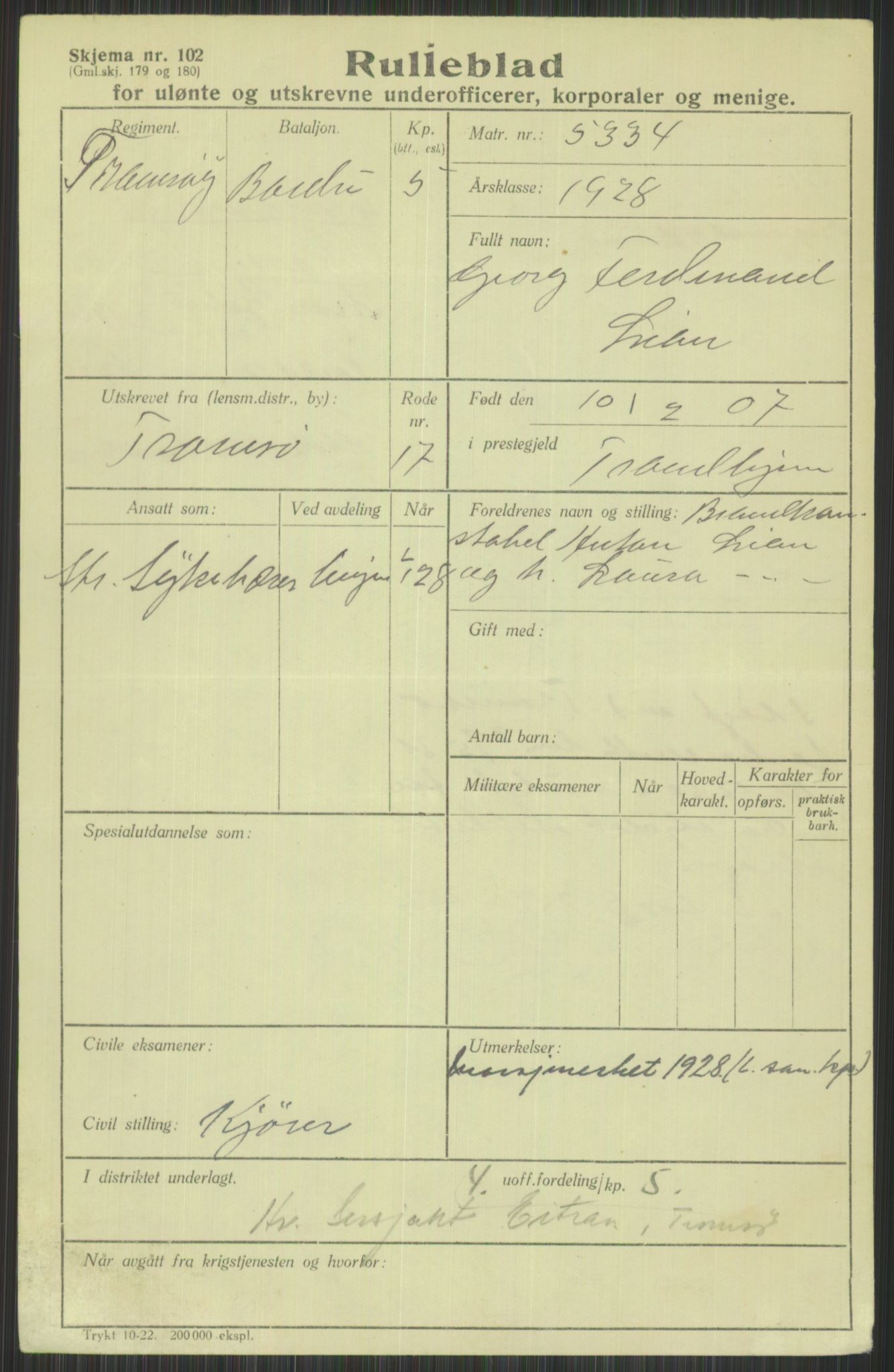 Forsvaret, Troms infanteriregiment nr. 16, AV/RA-RAFA-3146/P/Pa/L0013/0003: Rulleblad / Rulleblad for regimentets menige mannskaper, årsklasse 1928, 1928, s. 451