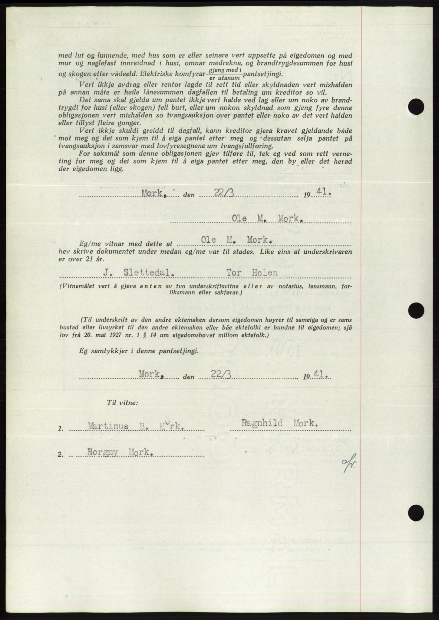 Søre Sunnmøre sorenskriveri, AV/SAT-A-4122/1/2/2C/L0071: Pantebok nr. 65, 1941-1941, Dagboknr: 292/1941