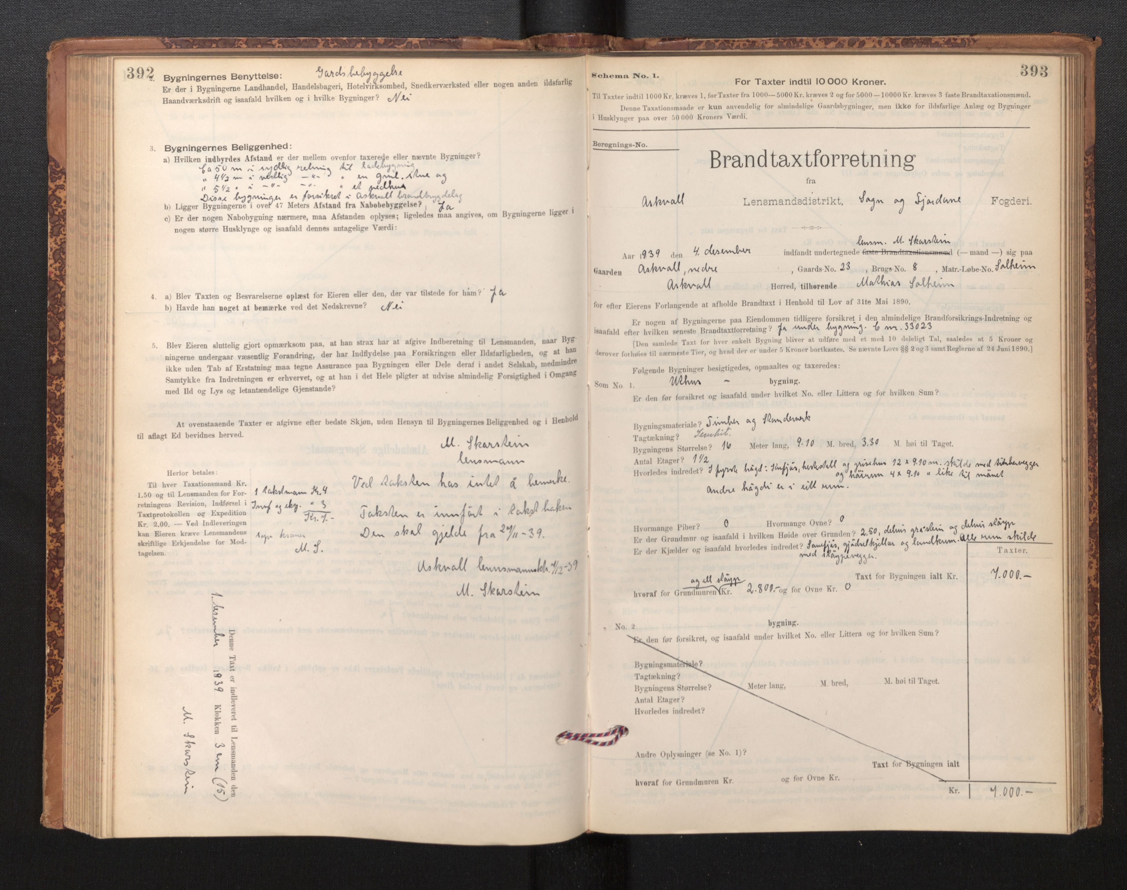 Lensmannen i Askvoll, AV/SAB-A-26301/0012/L0004: Branntakstprotokoll, skjematakst og liste over branntakstmenn, 1895-1932, s. 392-393