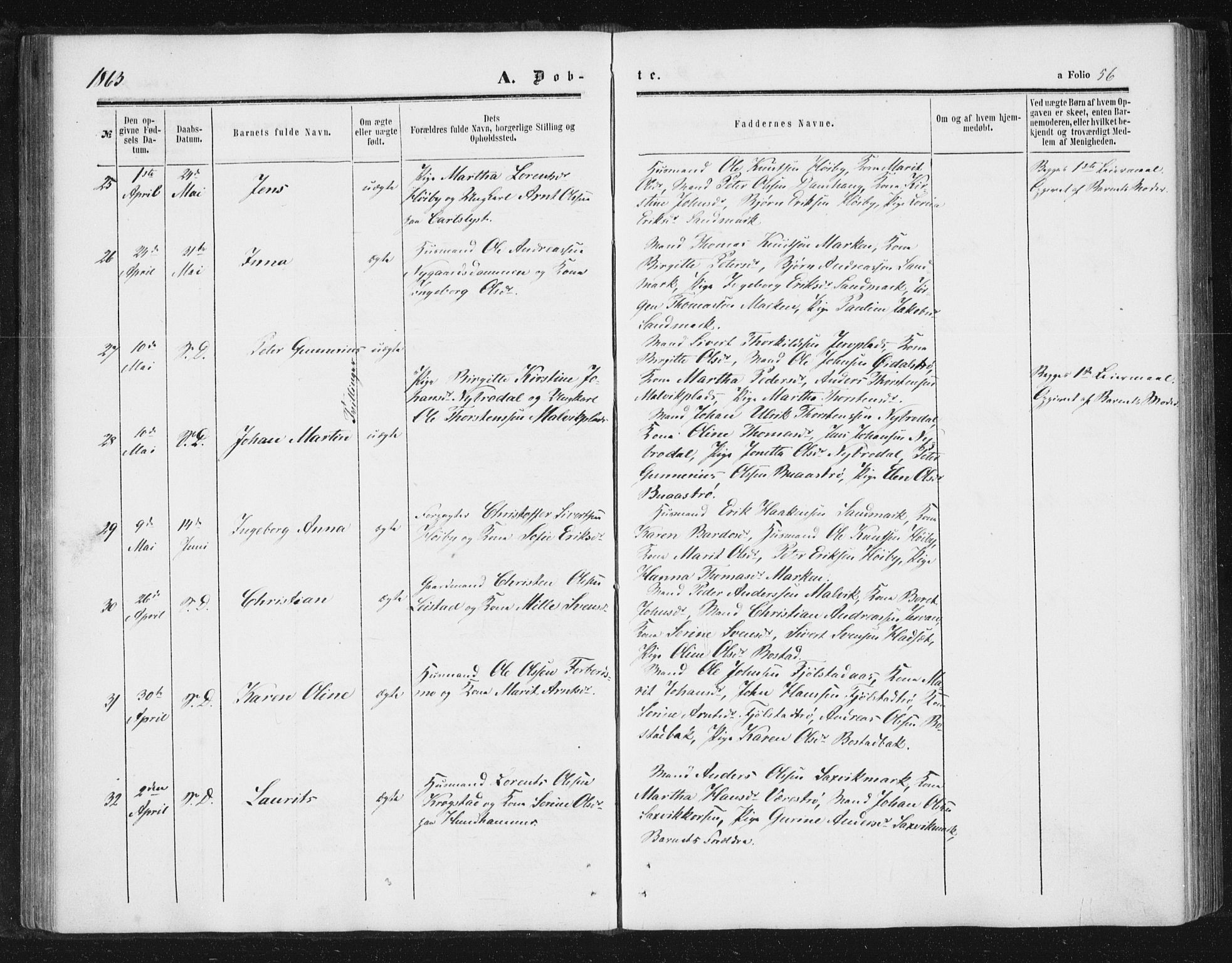 Ministerialprotokoller, klokkerbøker og fødselsregistre - Sør-Trøndelag, SAT/A-1456/616/L0408: Ministerialbok nr. 616A05, 1857-1865, s. 56