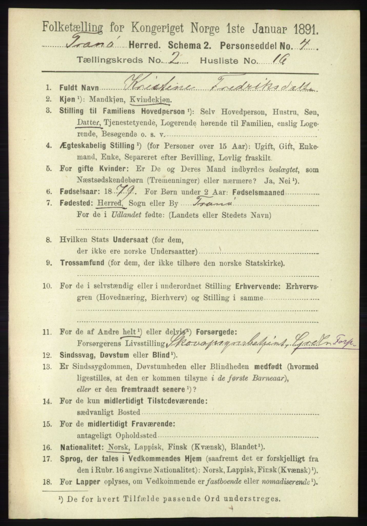 RA, Folketelling 1891 for 1927 Tranøy herred, 1891, s. 604