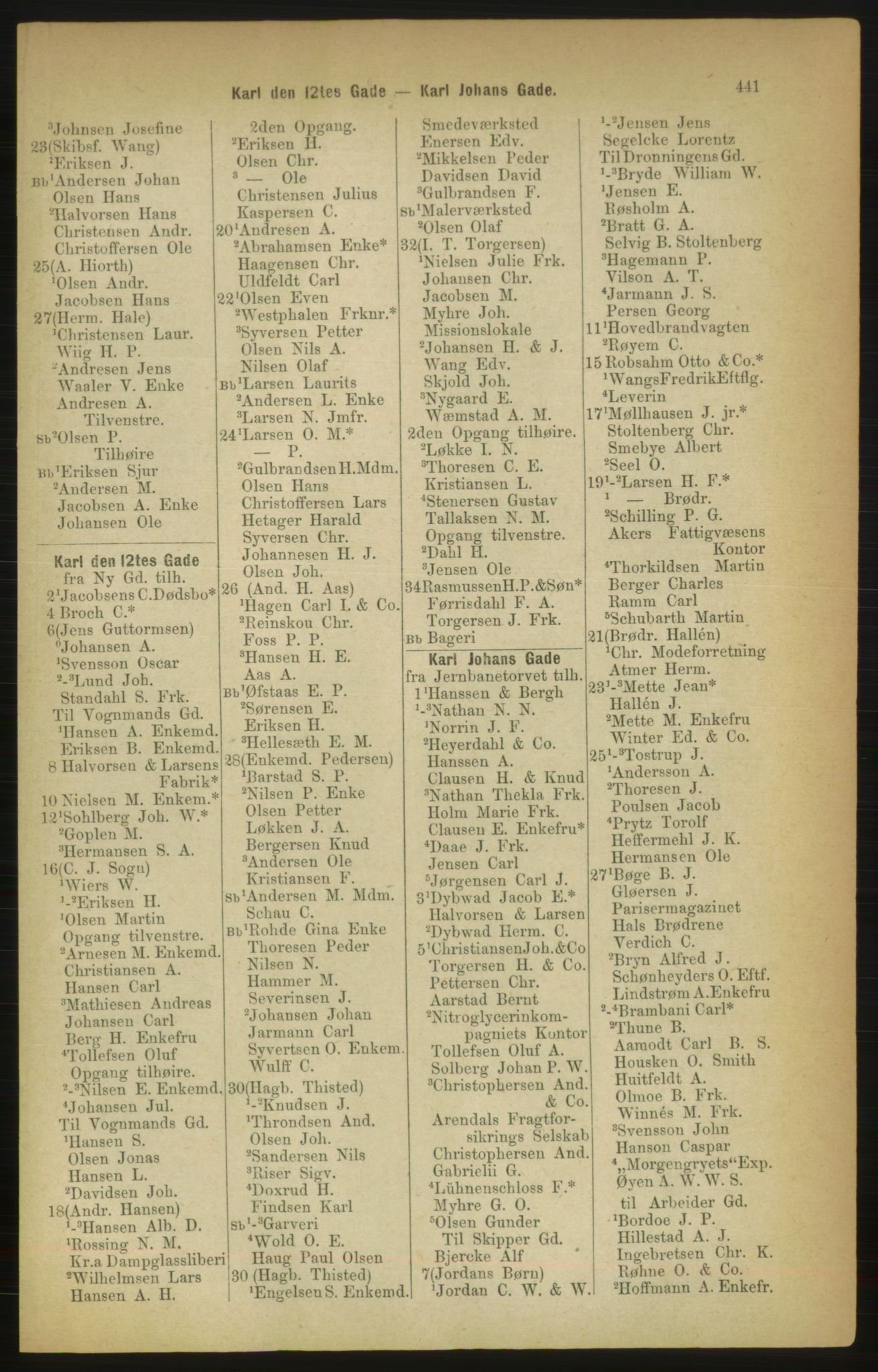 Kristiania/Oslo adressebok, PUBL/-, 1888, s. 441