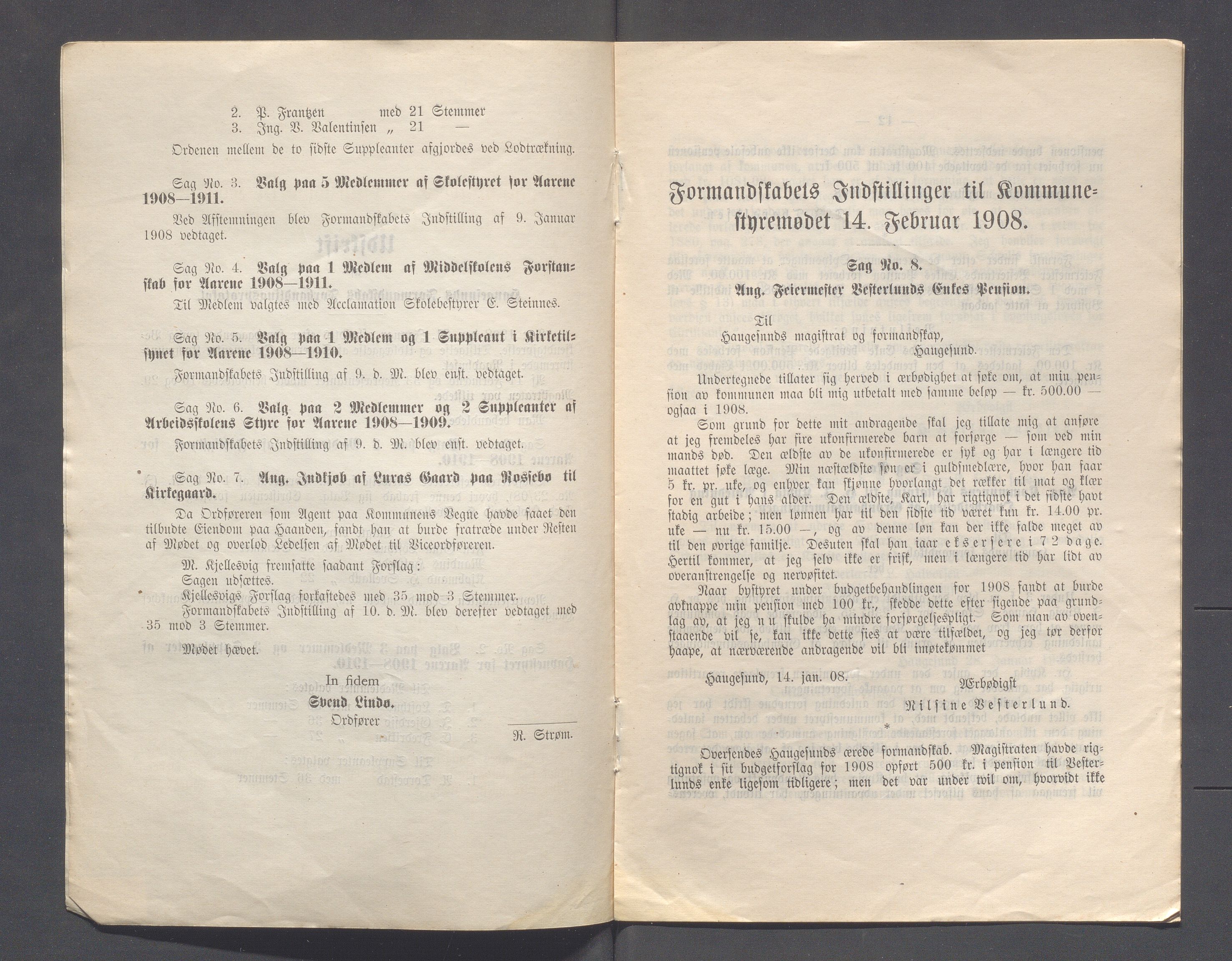 Haugesund kommune - Formannskapet og Bystyret, IKAR/A-740/A/Abb/L0002: Bystyreforhandlinger, 1908-1917, s. 8