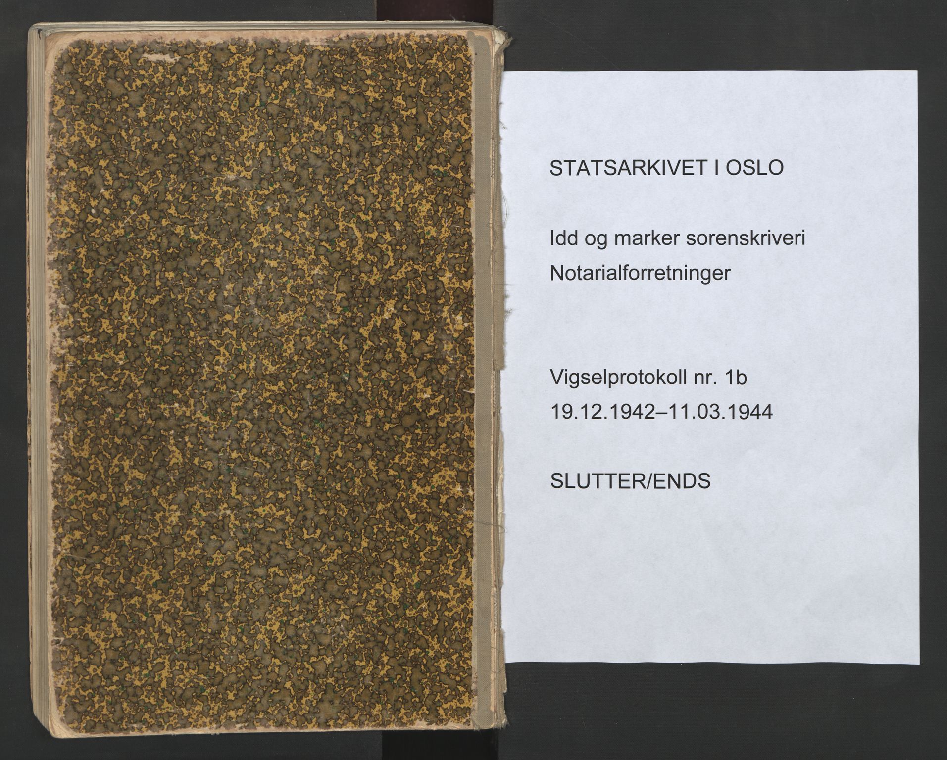 Idd og Marker sorenskriveri, SAO/A-10283/L/Lc/L0001/0002: Vigselsbøker / Vigselsbok, 1942-1944