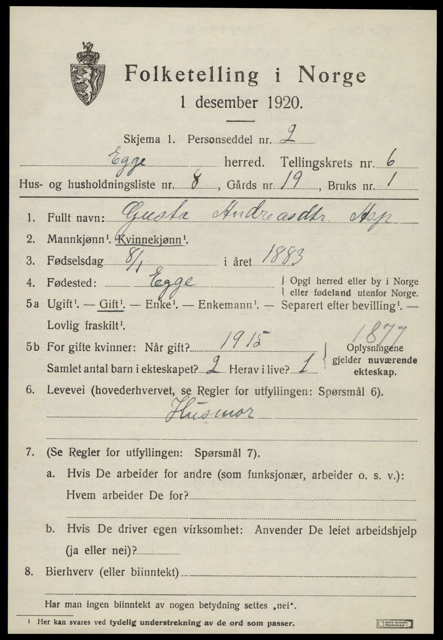 SAT, Folketelling 1920 for 1733 Egge herred, 1920, s. 3882