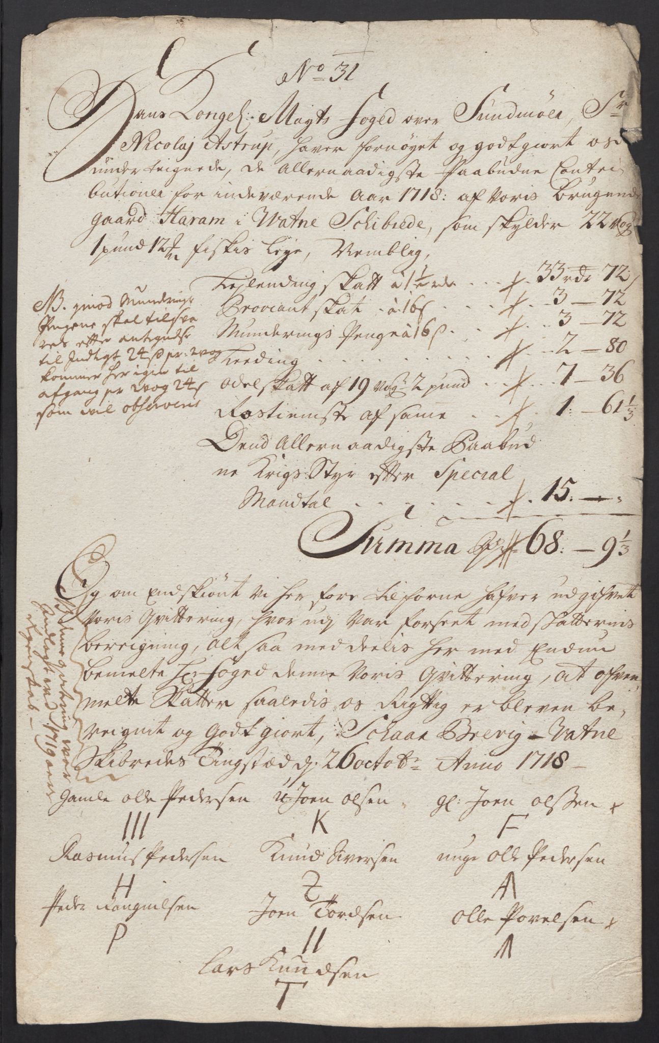 Rentekammeret inntil 1814, Reviderte regnskaper, Fogderegnskap, AV/RA-EA-4092/R54/L3570: Fogderegnskap Sunnmøre, 1718, s. 177