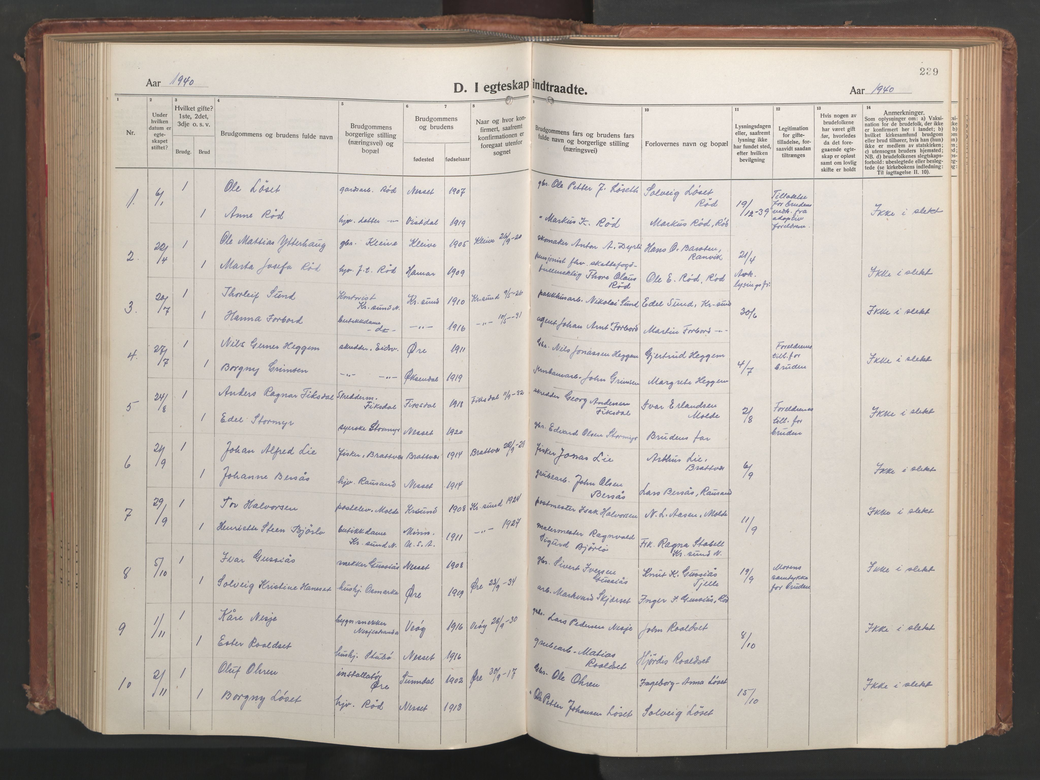 Ministerialprotokoller, klokkerbøker og fødselsregistre - Møre og Romsdal, SAT/A-1454/551/L0633: Klokkerbok nr. 551C05, 1921-1961, s. 239