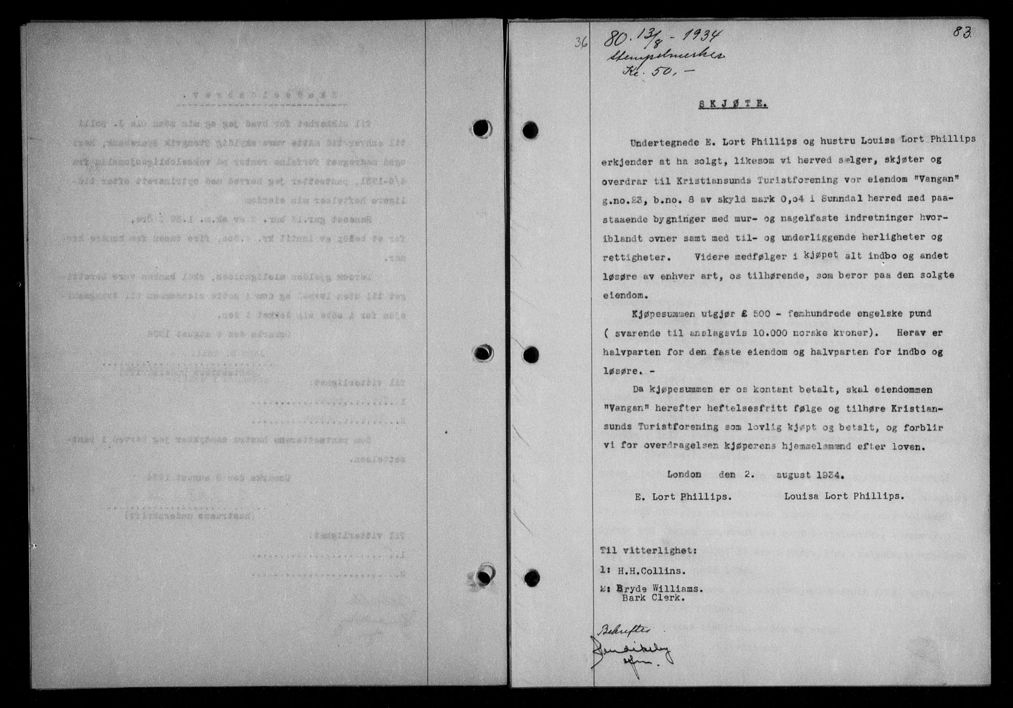 Nordmøre sorenskriveri, AV/SAT-A-4132/1/2/2Ca/L0082: Pantebok nr. 72, 1934-1934, Tingl.dato: 13.08.1934