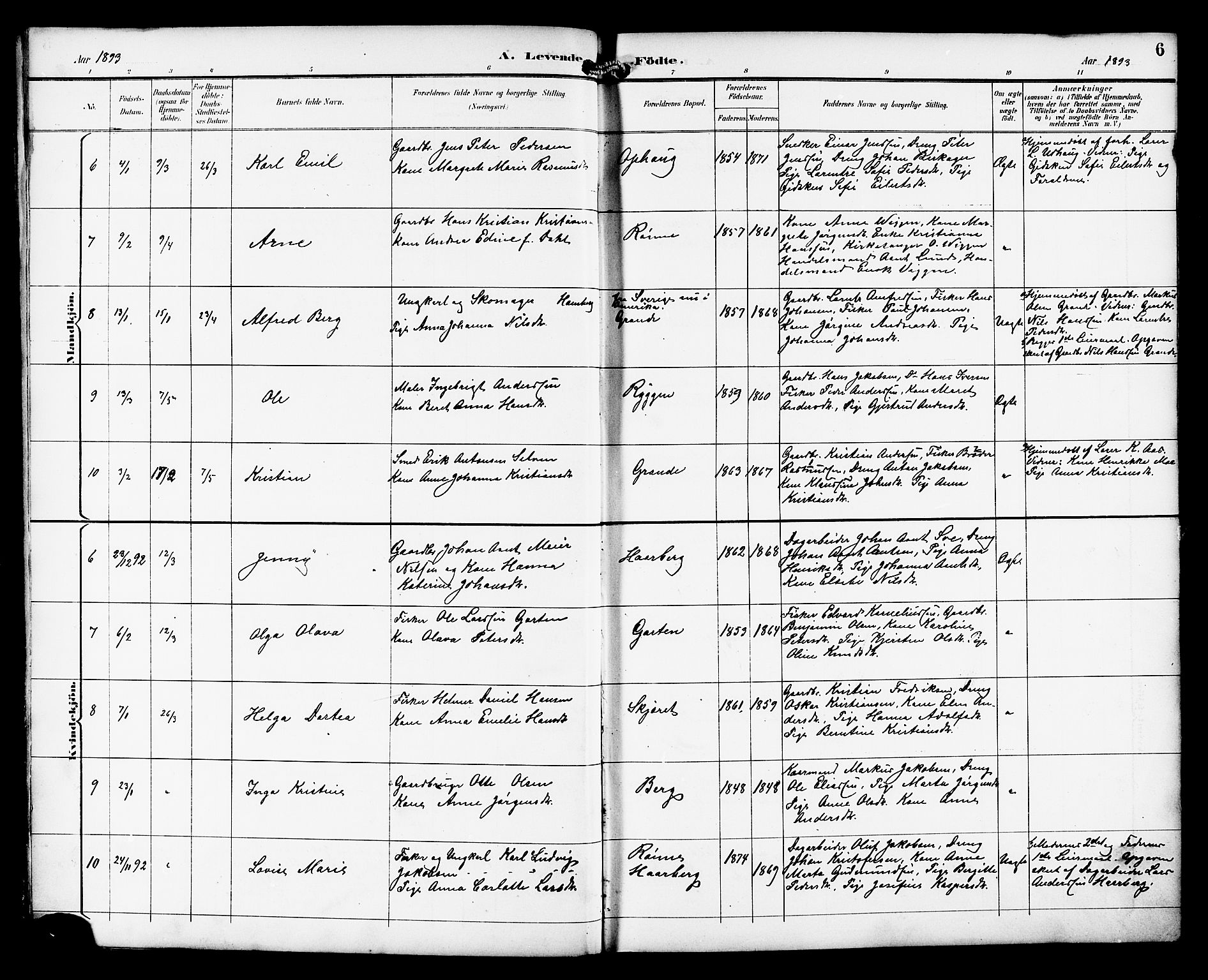 Ministerialprotokoller, klokkerbøker og fødselsregistre - Sør-Trøndelag, AV/SAT-A-1456/659/L0746: Klokkerbok nr. 659C03, 1893-1912, s. 6
