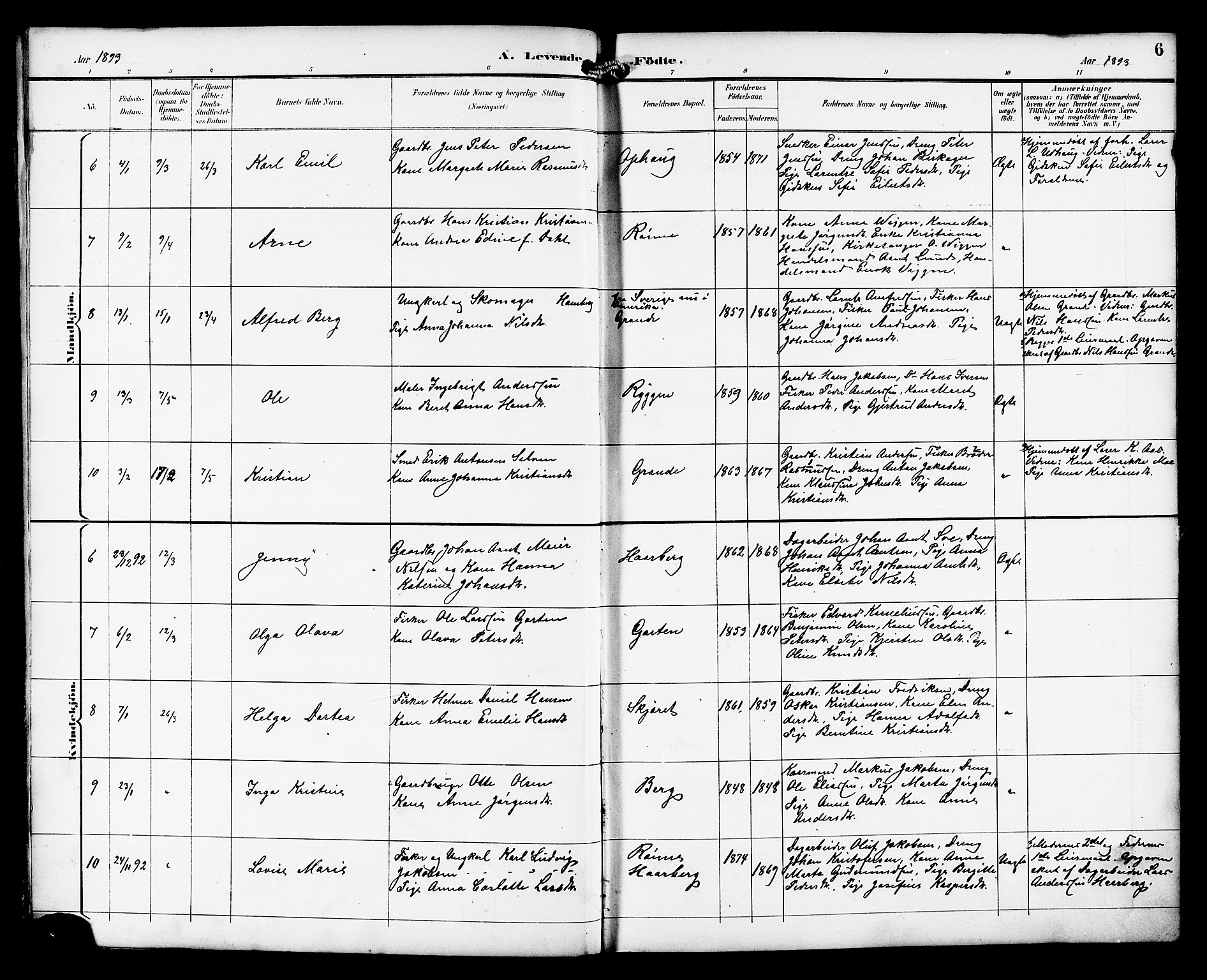 Ministerialprotokoller, klokkerbøker og fødselsregistre - Sør-Trøndelag, SAT/A-1456/659/L0746: Klokkerbok nr. 659C03, 1893-1912, s. 6