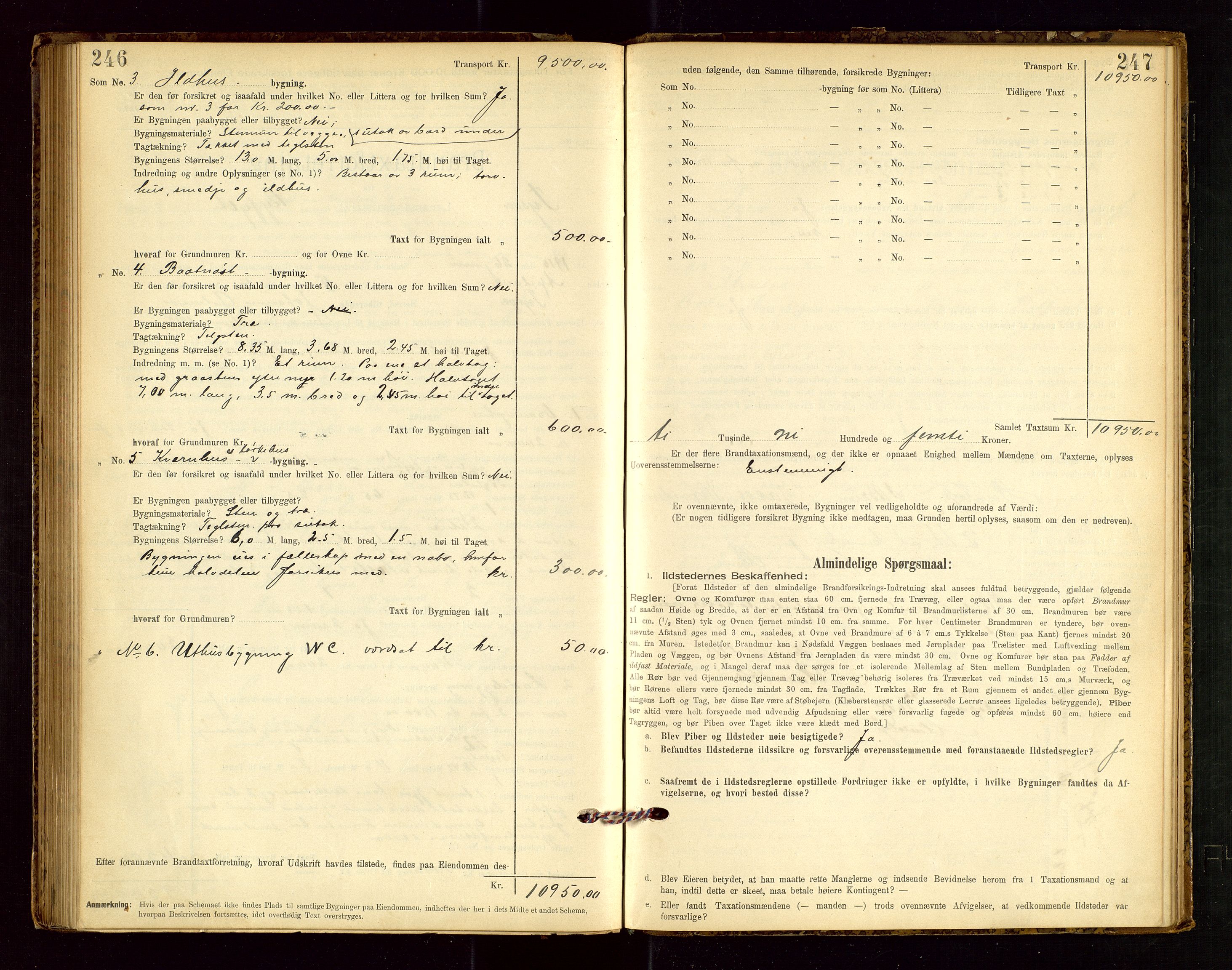 Tysvær lensmannskontor, AV/SAST-A-100192/Gob/L0001: "Brandtaxationsprotokol for Tysvær Lensmandsdistrikt Ryfylke Fogderi", 1894-1916, s. 246-247