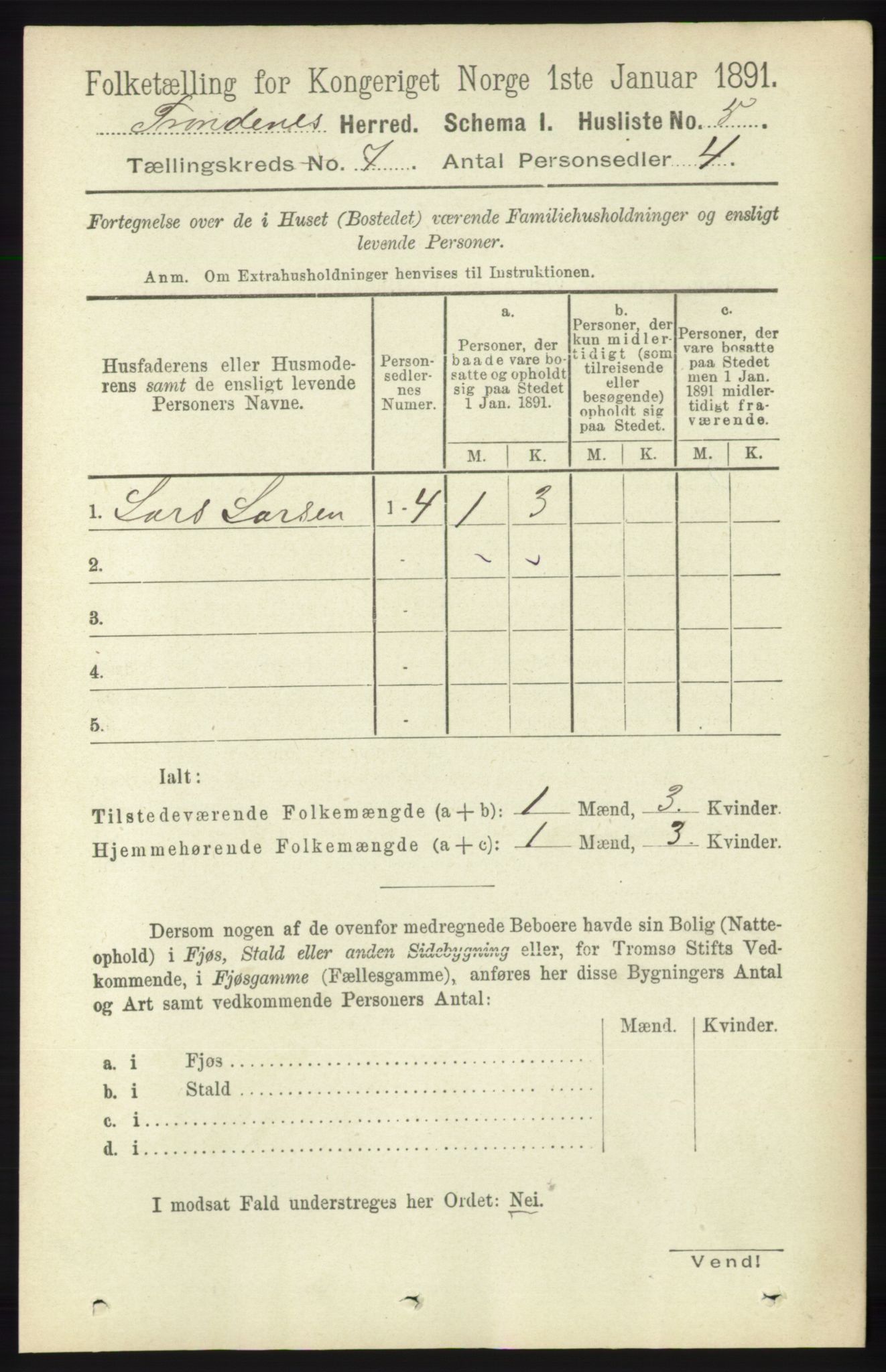 RA, Folketelling 1891 for 1914 Trondenes herred, 1891, s. 4328