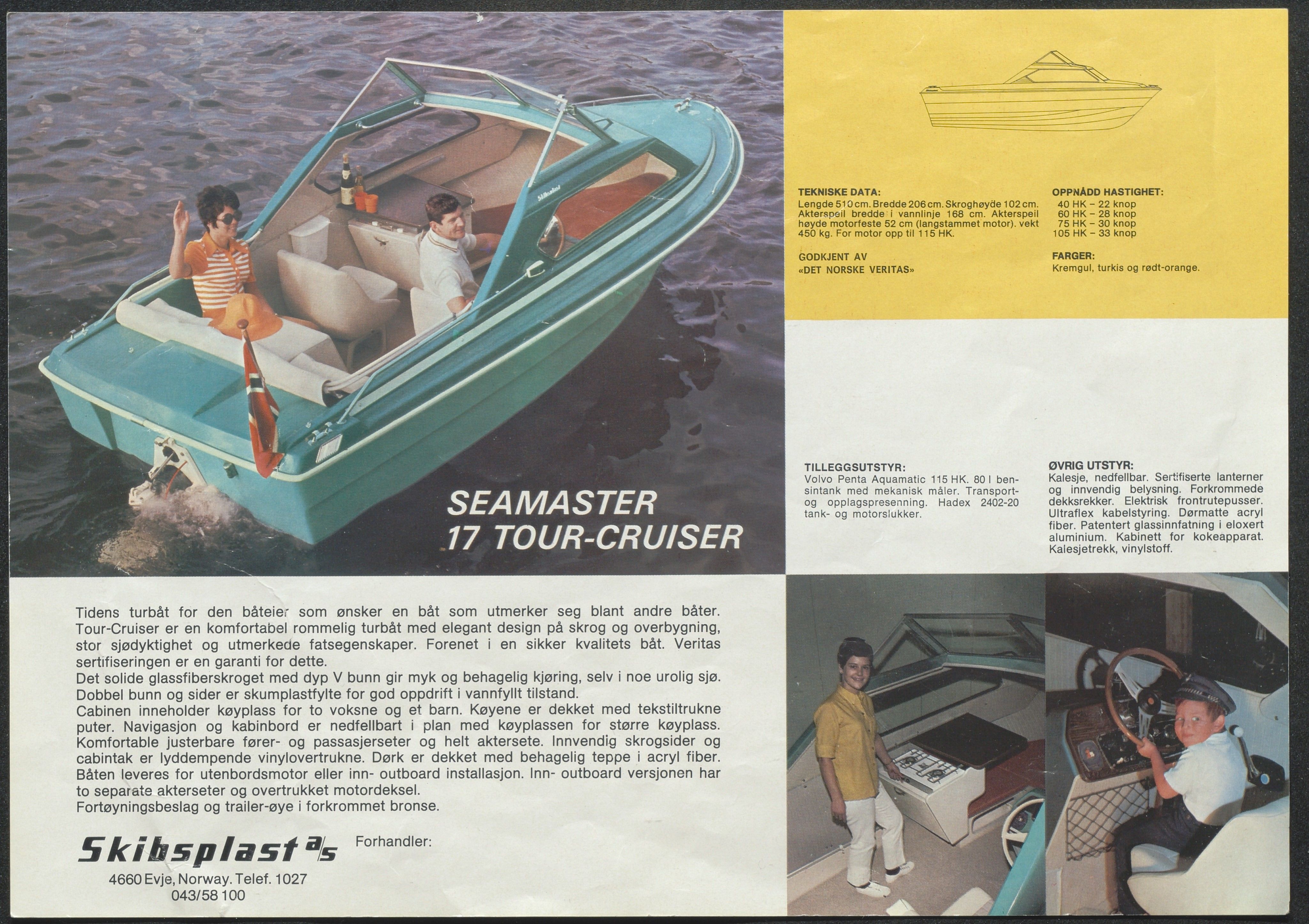 Skibsplast, AAKS/PA-2968/01/X/X01/L0002/0007: Brosjyrer / Seamaster 17 Tour-cruiser (1970-1976), 1970-1976
