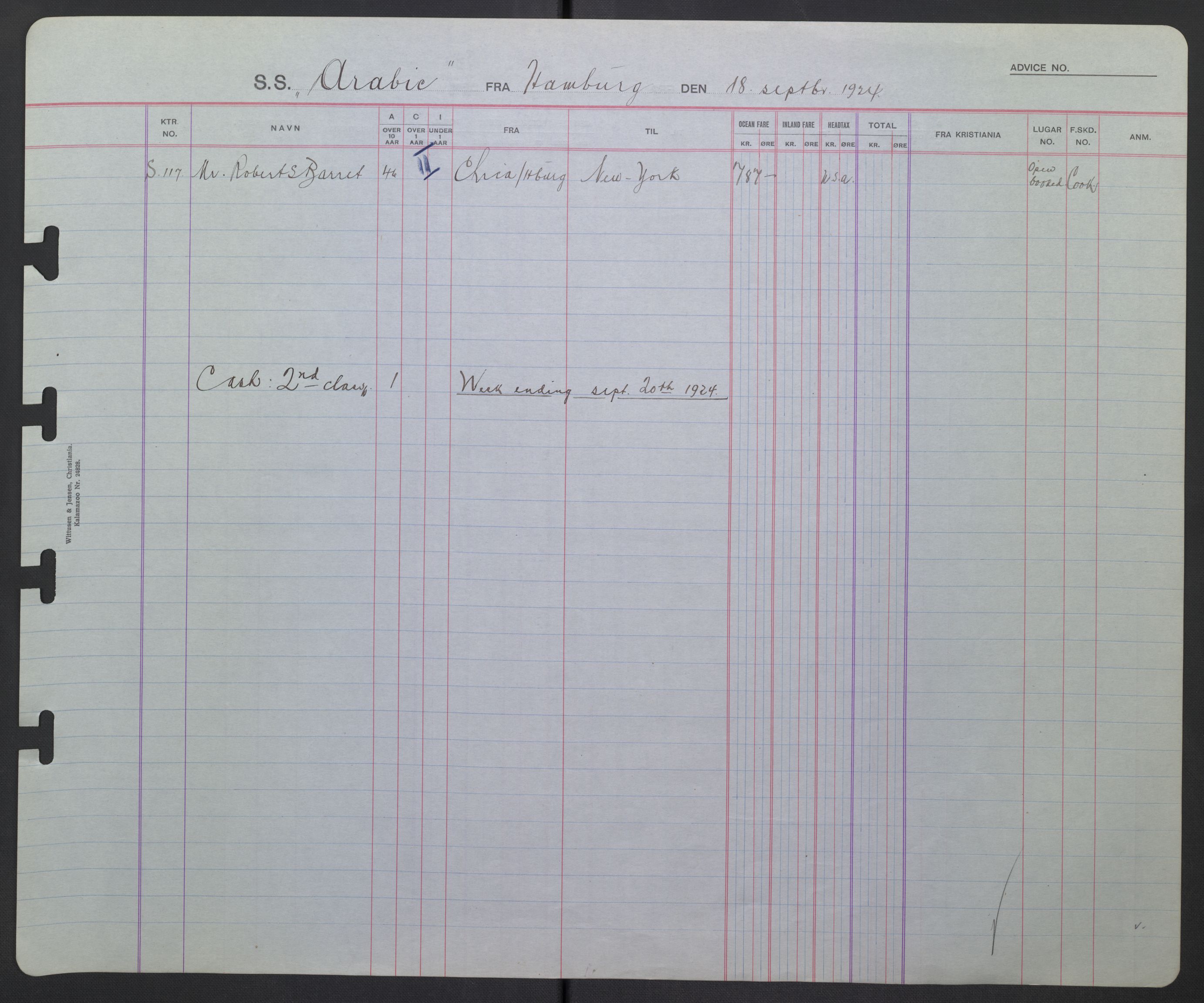 White Star-linjen, AV/SAO-PAO-0201/D/Db/L0002: Passasjerlister, 1924-1927, s. 60