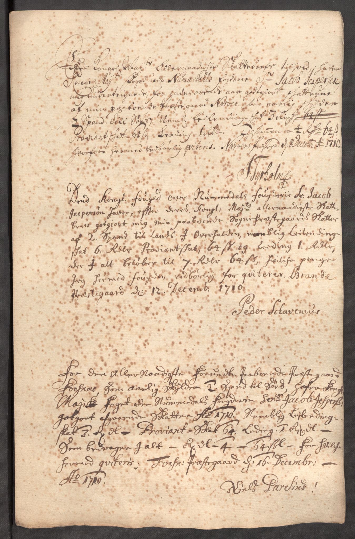 Rentekammeret inntil 1814, Reviderte regnskaper, Fogderegnskap, RA/EA-4092/R64/L4431: Fogderegnskap Namdal, 1709-1710, s. 414