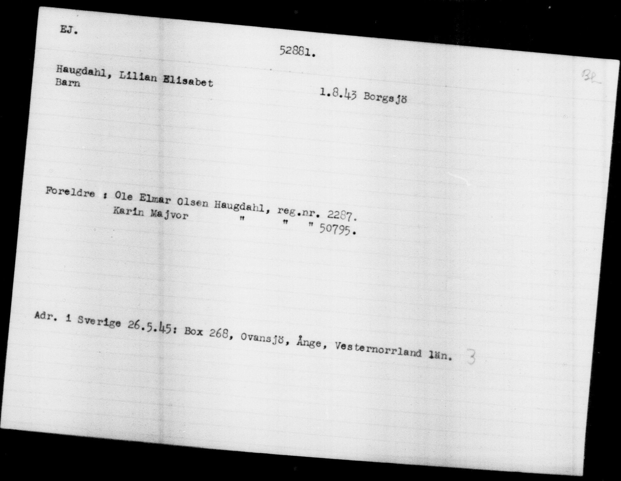 Utenriksstasjonene, Legasjonen i Stockholm, Flyktningkontoret, AV/RA-S-6753/V/Va/L0019: Kjesäterkartoteket, flyktninger med registreringsnr. 49600-55060, 1940-1945, s. 2350