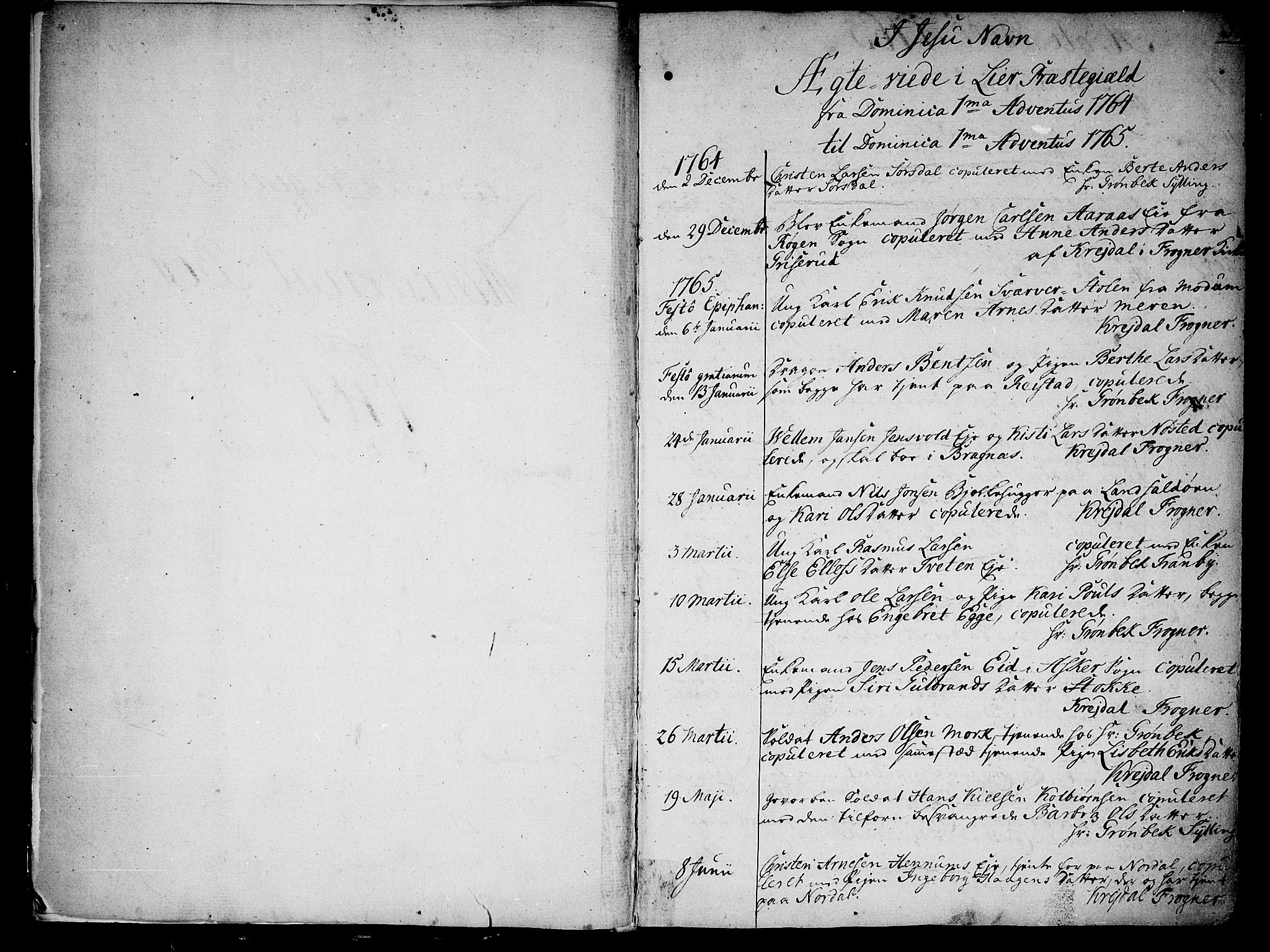 Lier kirkebøker, AV/SAKO-A-230/F/Fa/L0005: Ministerialbok nr. I 5, 1764-1777, s. 2-3
