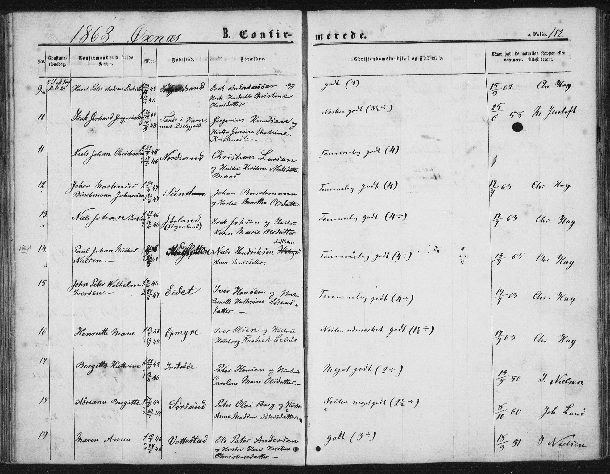 Ministerialprotokoller, klokkerbøker og fødselsregistre - Nordland, AV/SAT-A-1459/893/L1333: Ministerialbok nr. 893A06, 1858-1866, s. 152