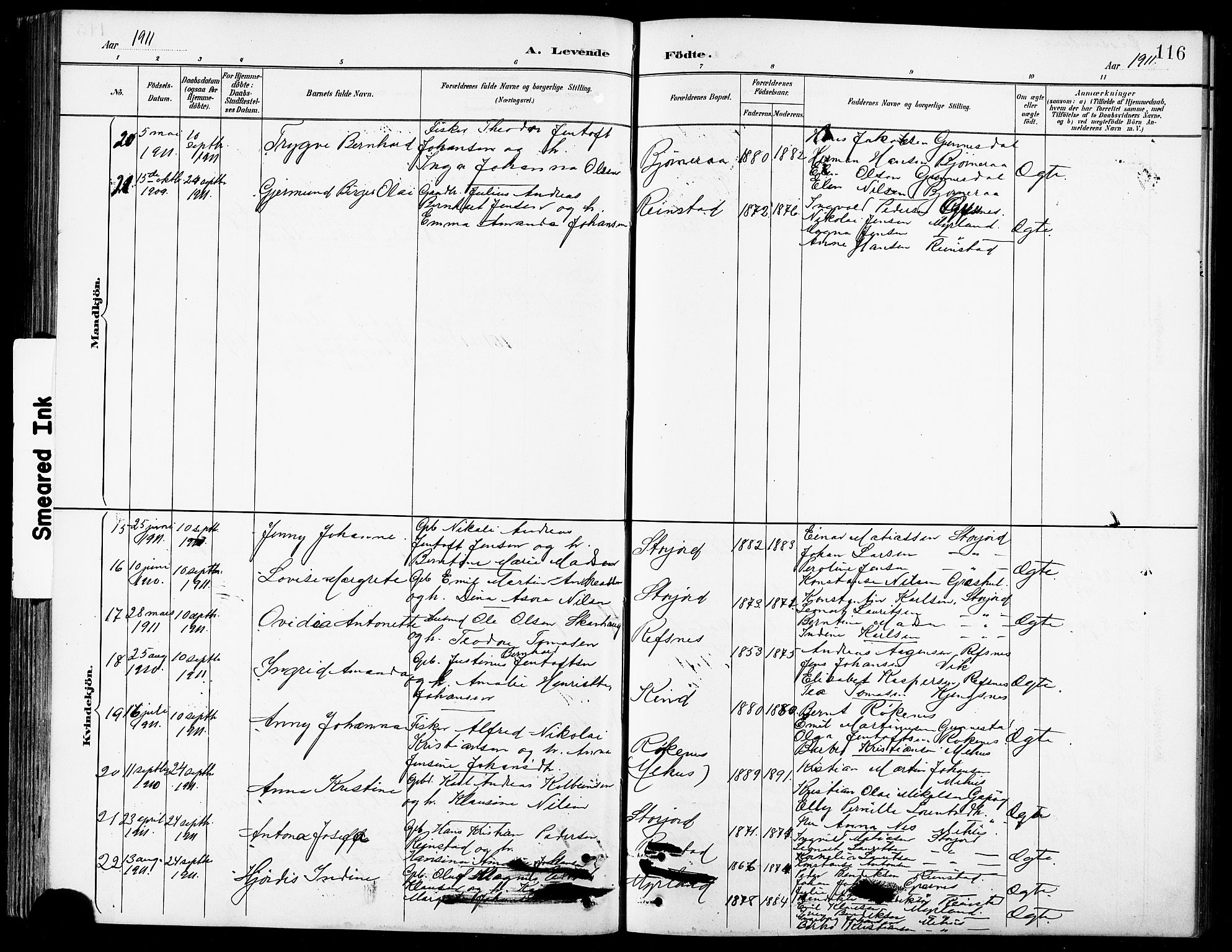Kvæfjord sokneprestkontor, AV/SATØ-S-1323/G/Ga/Gab/L0005klokker: Klokkerbok nr. 5, 1886-1911, s. 116
