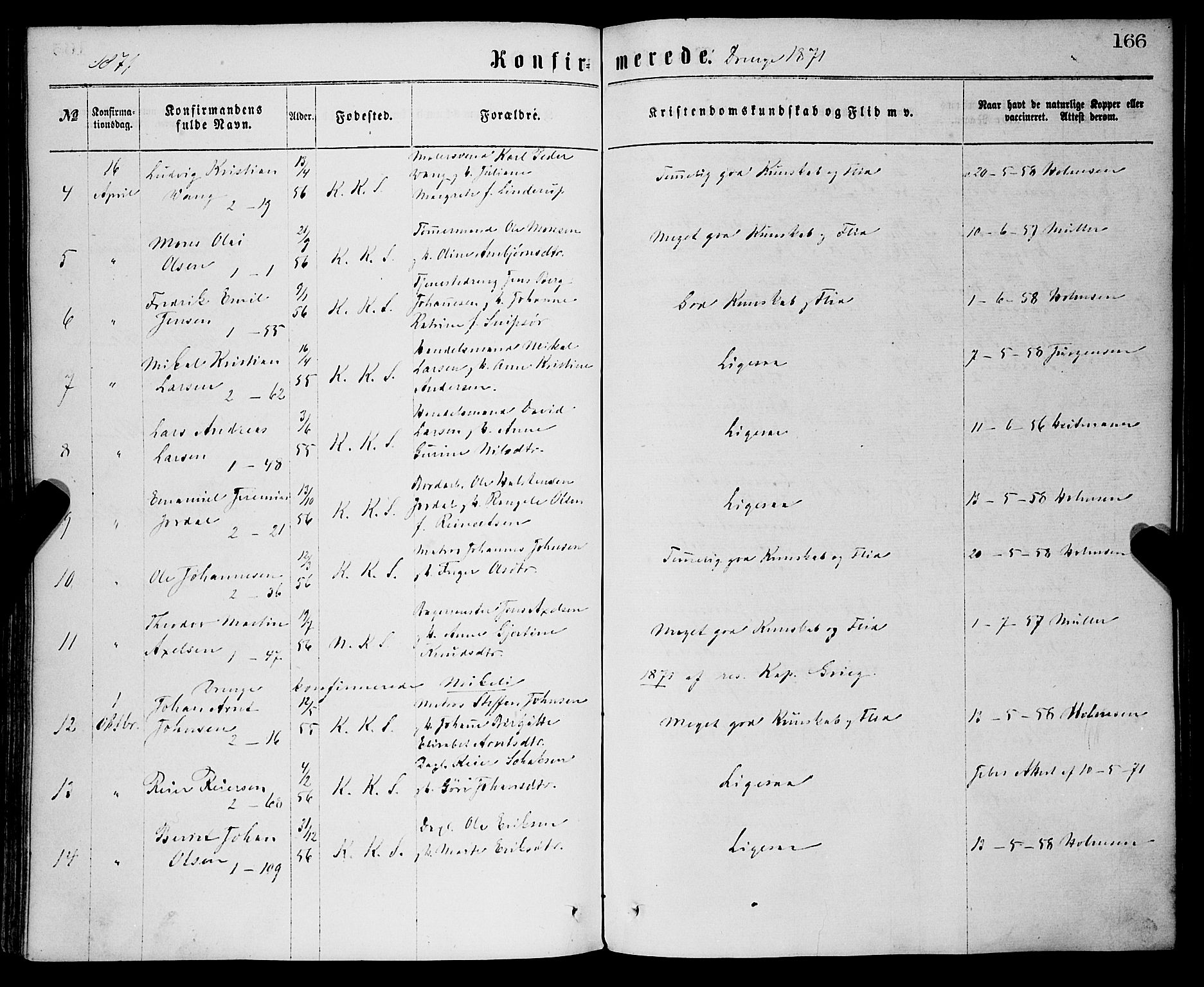 Sandviken Sokneprestembete, SAB/A-77601/H/Ha/L0001: Ministerialbok nr. A 1, 1867-1877, s. 166