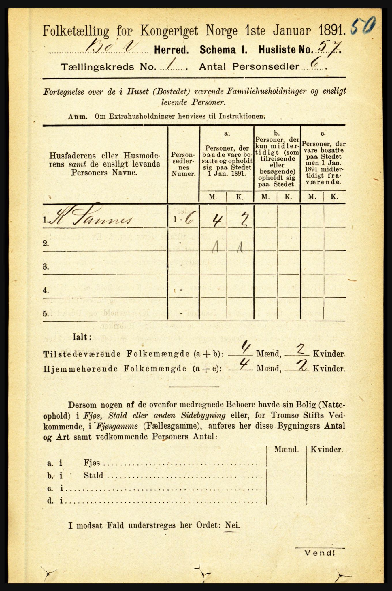 RA, Folketelling 1891 for 1867 Bø herred, 1891, s. 85