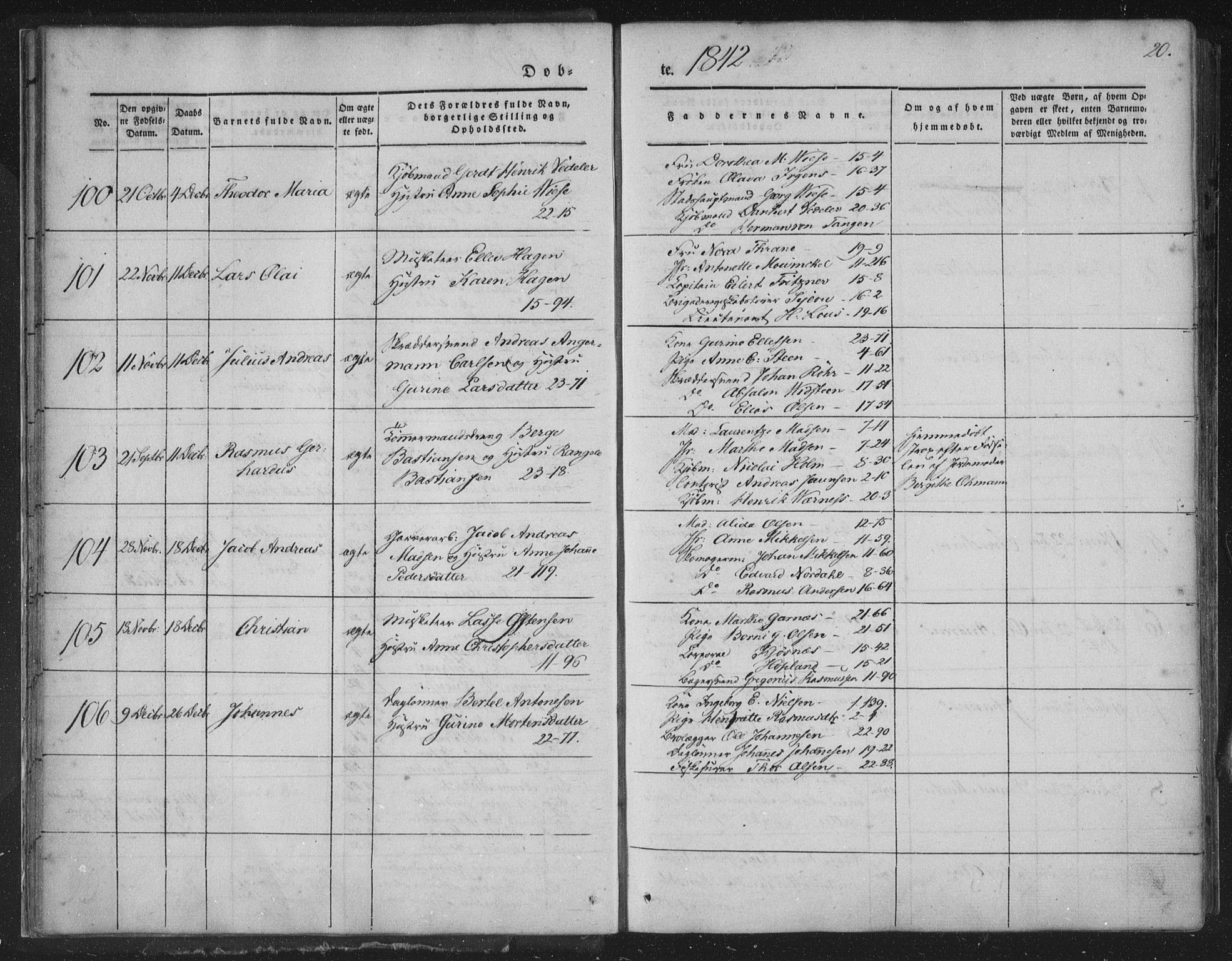 Korskirken sokneprestembete, AV/SAB-A-76101/H/Haa/L0016: Ministerialbok nr. B 2, 1841-1851, s. 20