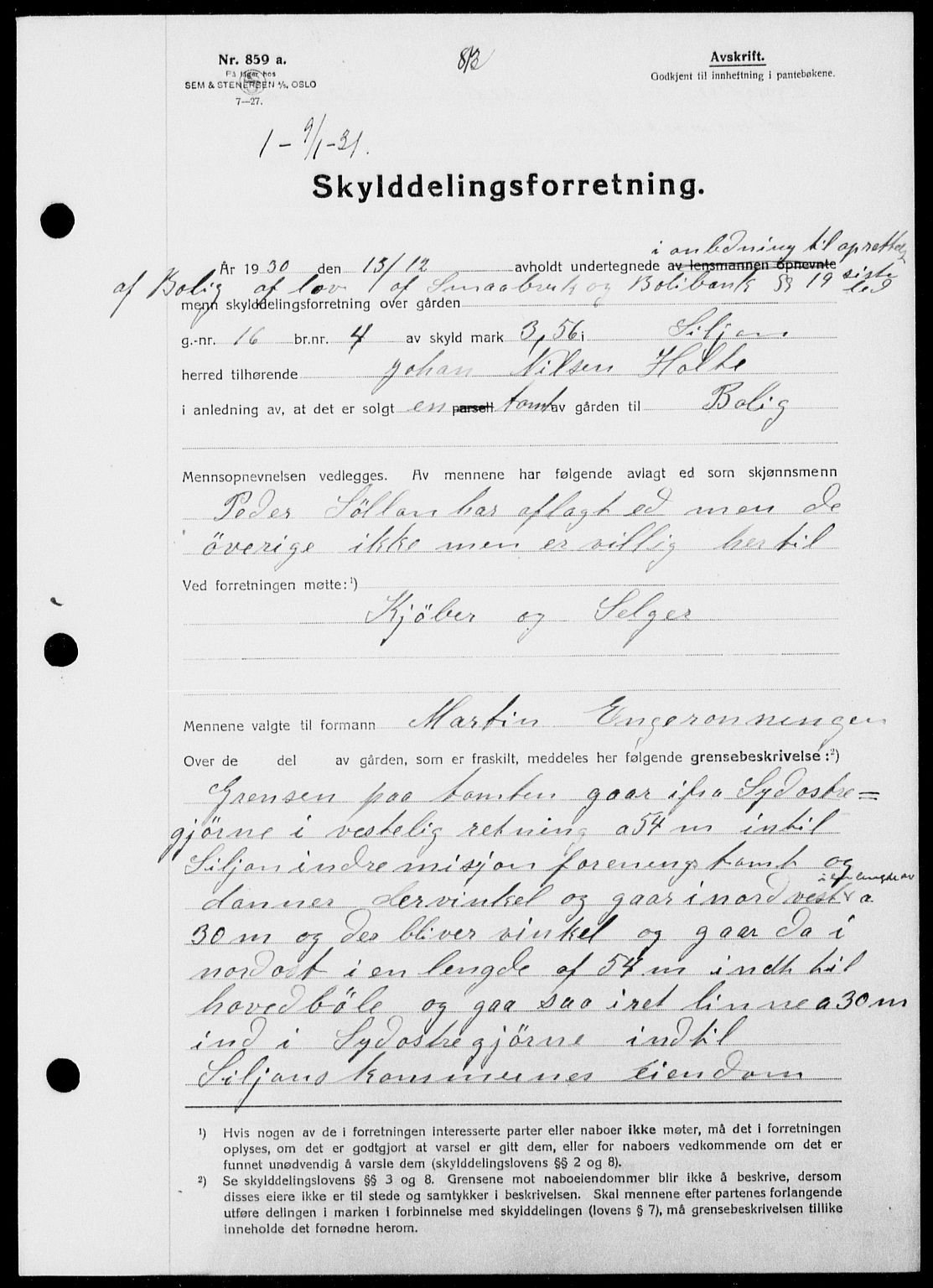 Gjerpen sorenskriveri, SAKO/A-216/G/Ga/Gaa/L0054: Pantebok nr. I 54-56, 1930-1931, s. 813, Tingl.dato: 09.01.1931